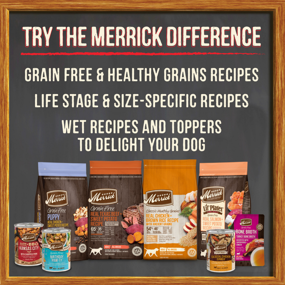 Merrick Grain Free Real Texas Beef Dinner Canned Dog Food - High Protein, Natural Ingredients for Adult Dogs - Perfect for Mealtime, Training Treats & Sensitive Stomachs
