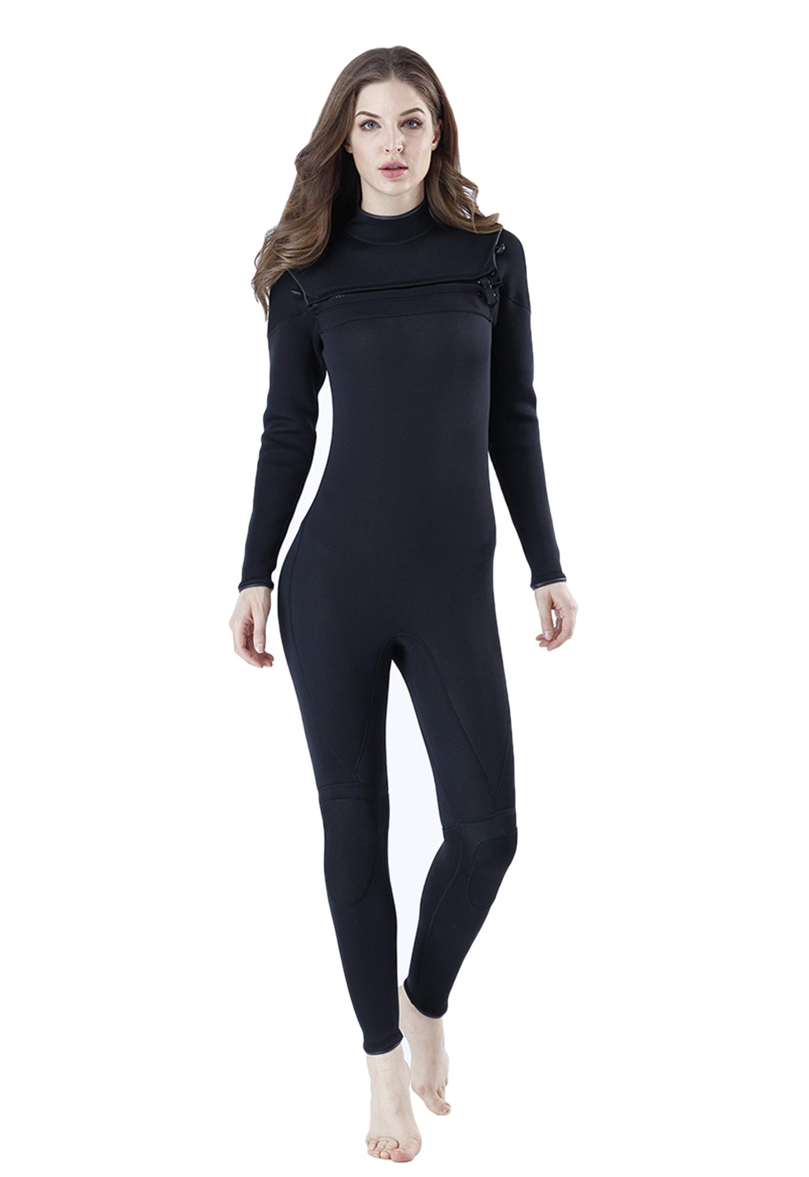 WEHOMEO 3mm Neoprene Wetsuit for Women - Front Zip One Piece Swimsuit, Ultra Stretch Full Body Diving Suit for Scuba Diving, Surfing & Water Sports