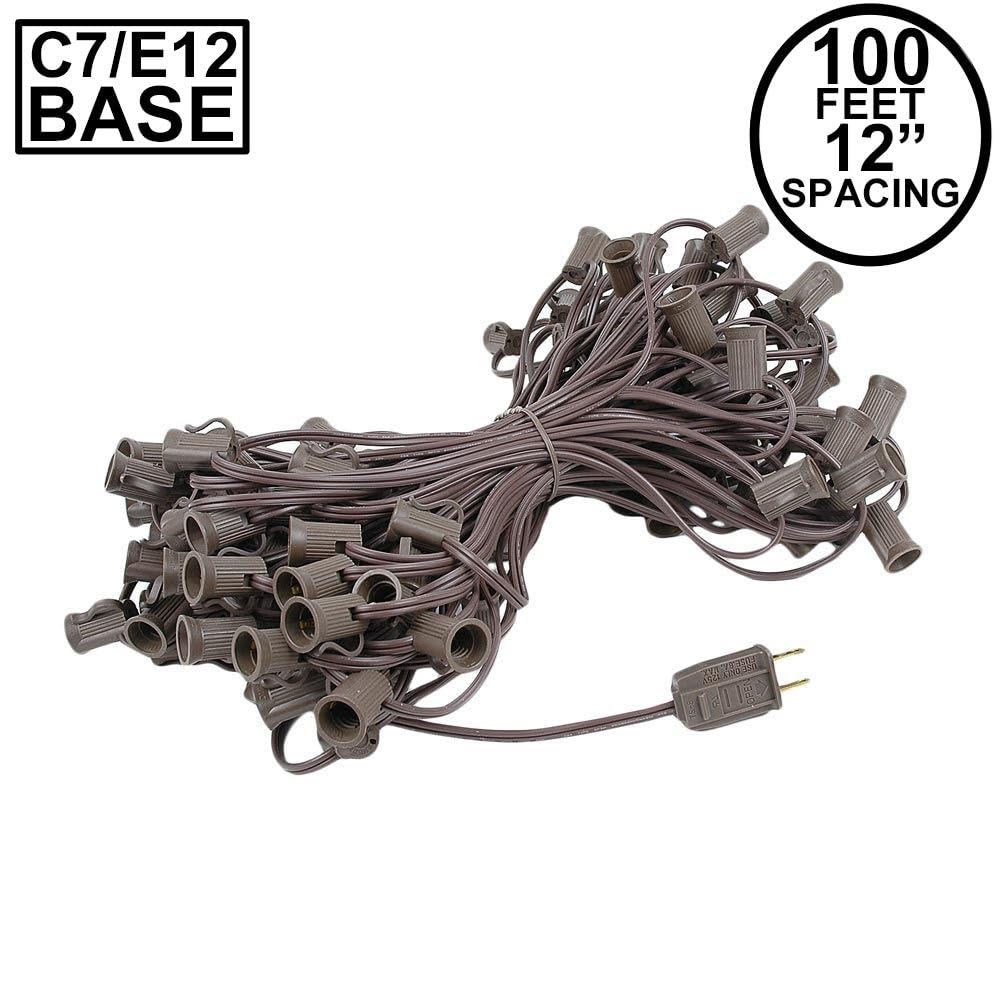 100 Foot C7 Outdoor Christmas String Lights - E12 Candelabra Base, 12