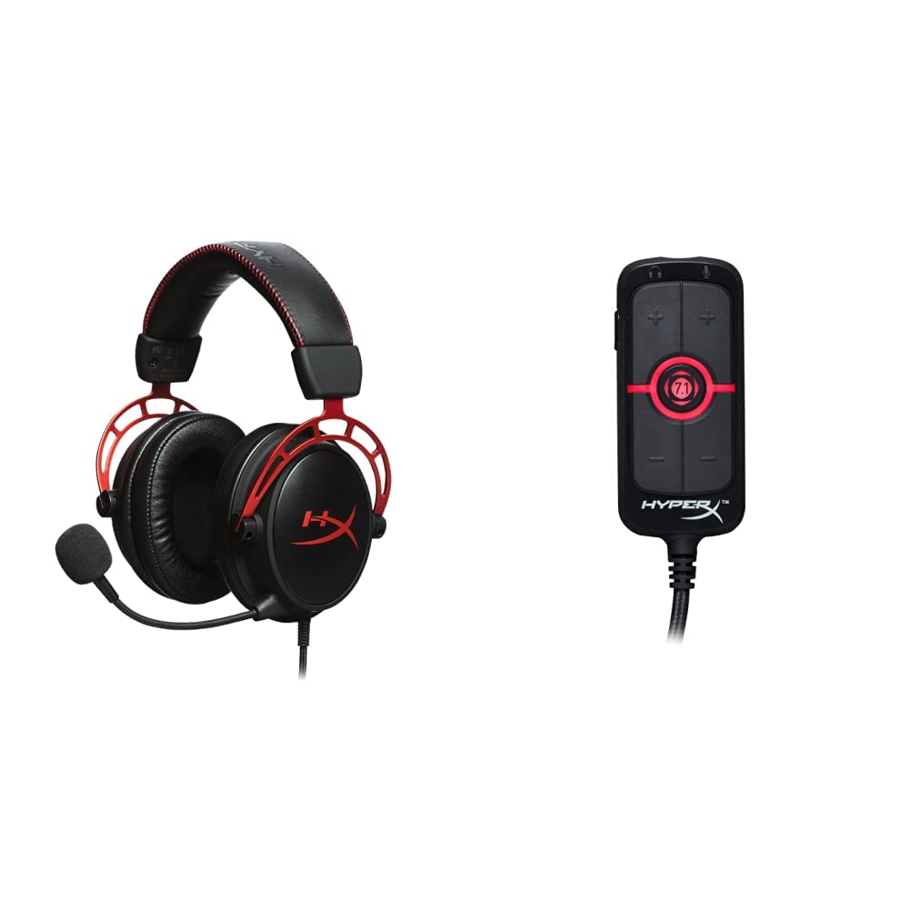 HyperX Cloud Alpha Gaming Headset with Dual Chamber Drivers & USB Sound Card - 7.1 Virtual Surround Sound for PC, PS4, Xbox - Perfect for FPS, Streaming & Esports