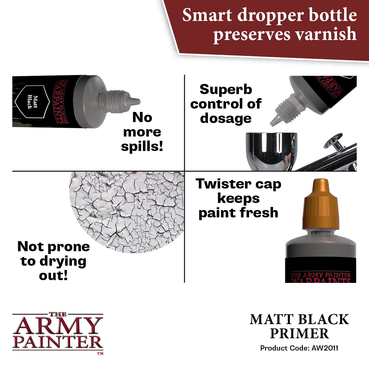 The Army Painter Warpaints Air Air Primer Matt Black 18ml - Acrylic Paint for Airbrush, Miniature Wargaming, Tabletop Models & Hobby Painting | Perfect for Warhammer, D&D & Scale Model Projects