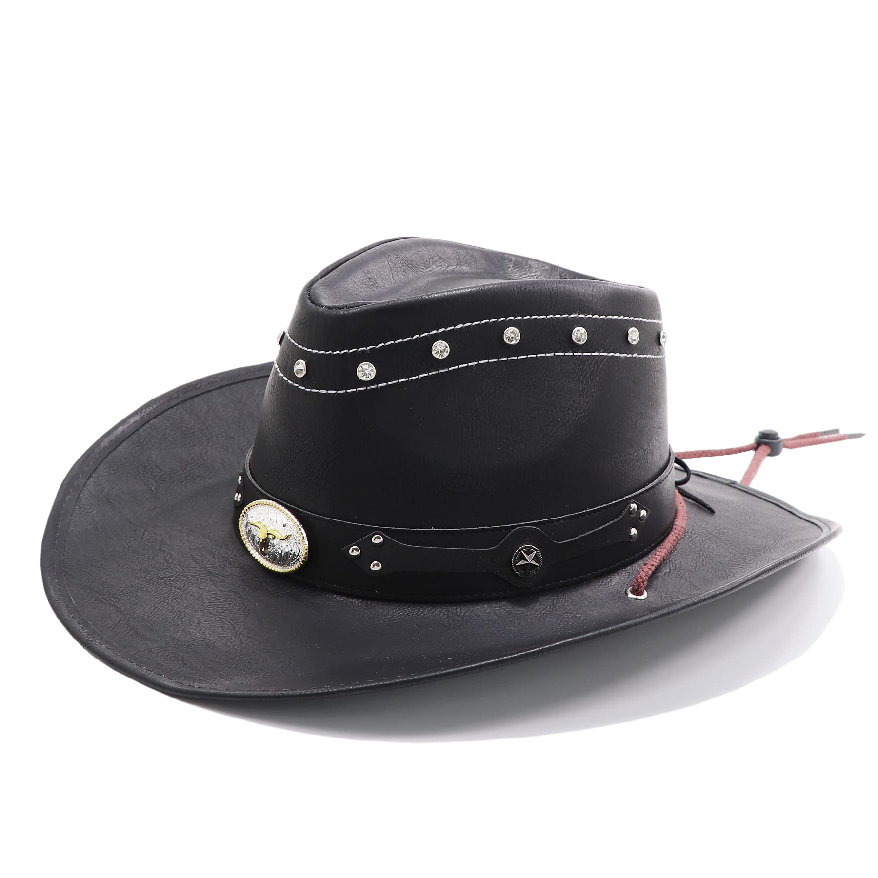 Stylish Durable Leather Cowboy Hat for Men & Women - Western Outback Fashion Hat for Rodeo, Country Music Festivals & Outdoor Adventures