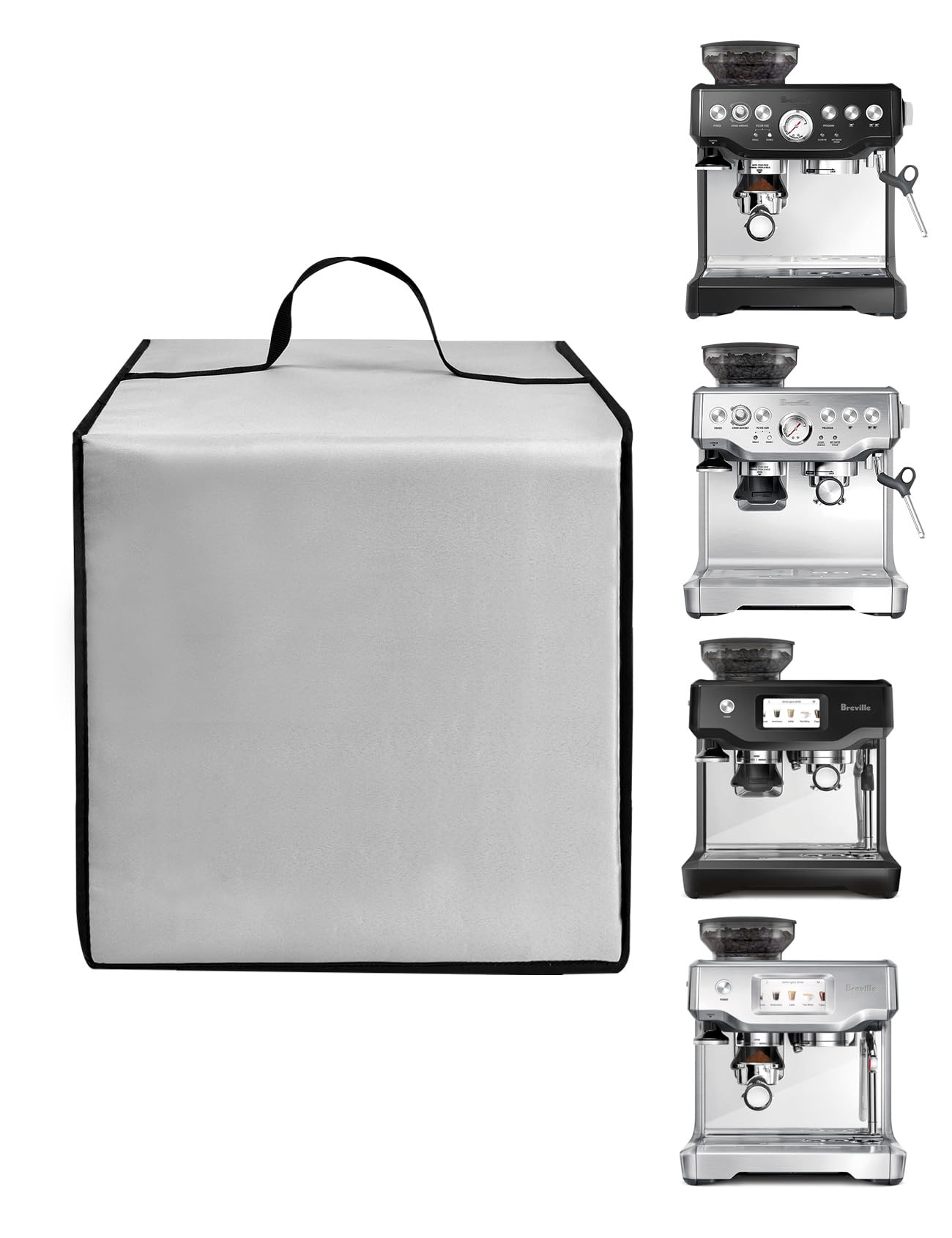 Premium Heat-Resistant Waterproof Espresso Machine Cover - Compatible with Breville BES870XL, BES880BSS, BES876BSS - Heavy Duty Stainless Steel Coffee Maker Protection for Home & Cafe Use