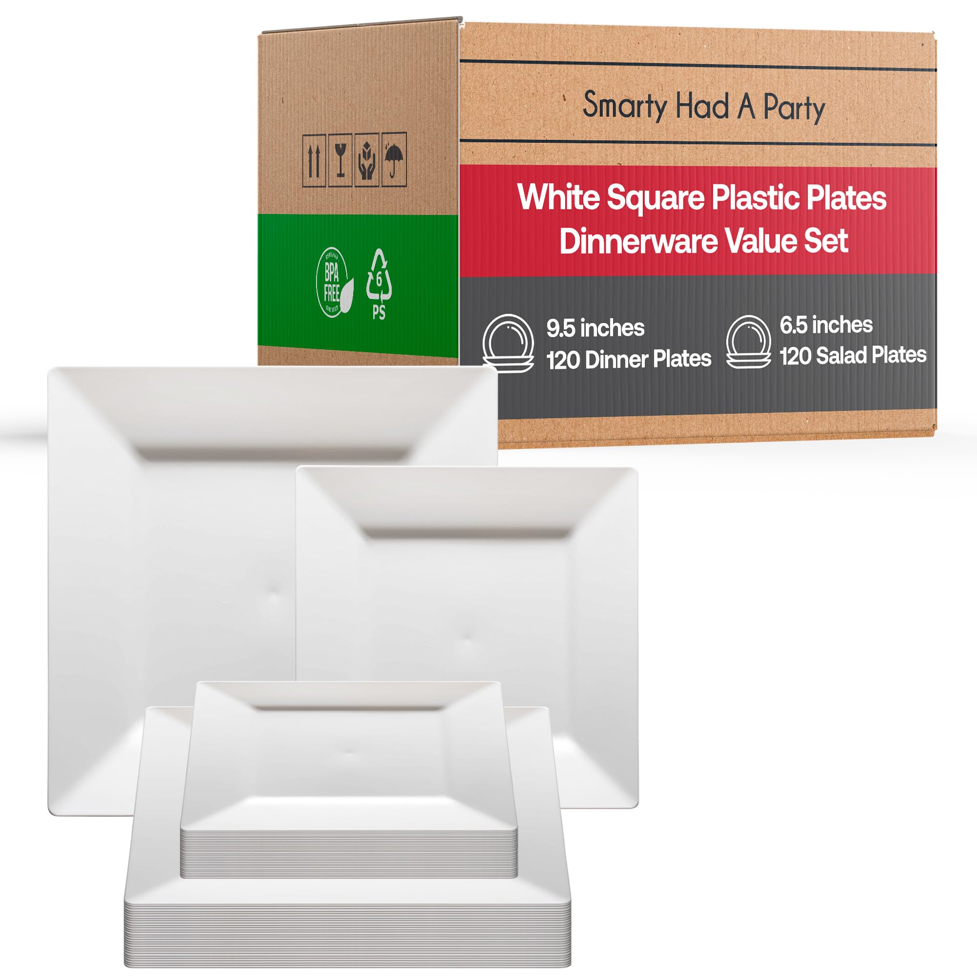 Elegant Disposable Plastic Dinnerware Set for 120 Guests - Heavy Duty White Plastic Plates & Cutlery Combo | Perfect for Weddings, Parties & Catering Events