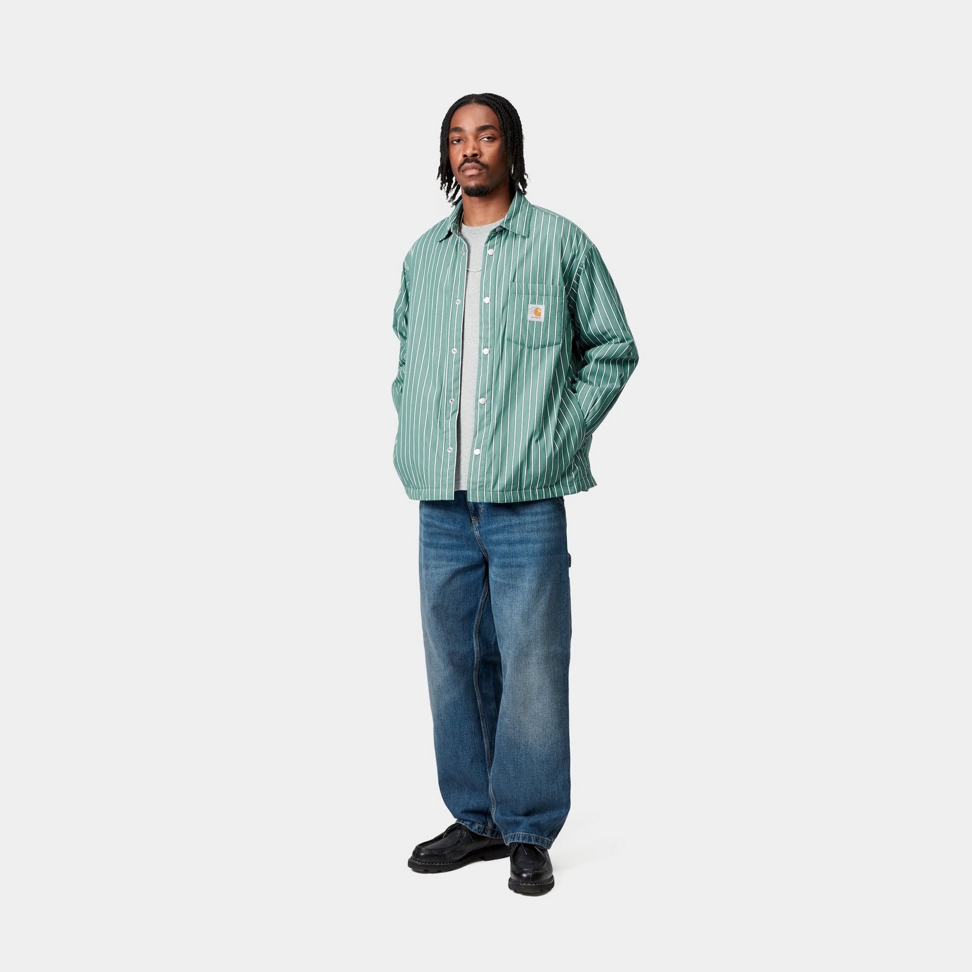 Grimsby Stripe Shirt Jacket for Men & Women | Lightweight Casual Outerwear | Saguaro Brand | Perfect for Spring & Fall Layering, Outdoor Activities, and Everyday Wear