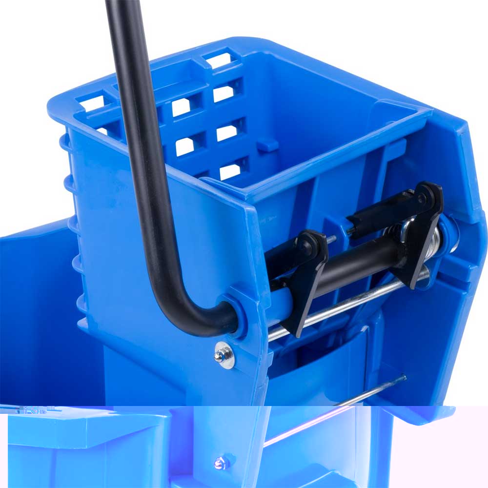 Carlisle 3690814 Flo Pac Mop Bucket with Side Press Wringer - 26 Quart Blue Commercial Cleaning Bucket for Floor Mopping in Schools, Hospitals, and Offices