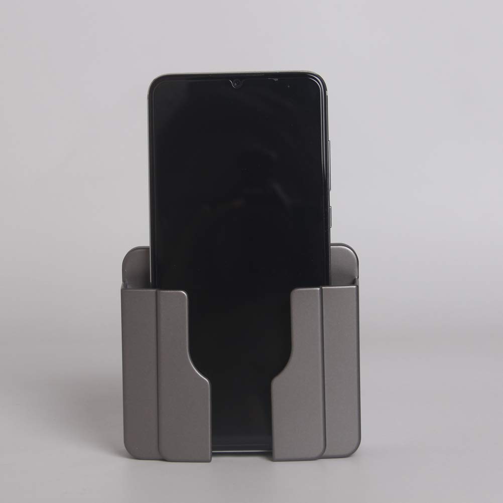Universal Damage-Free Wall Mount Phone Charger Stand with Double-Sided Adhesive - Grey (2PCS) | Perfect for Bedroom, Office & Kitchen Organization | Holds Phones, Remotes & Small Devices