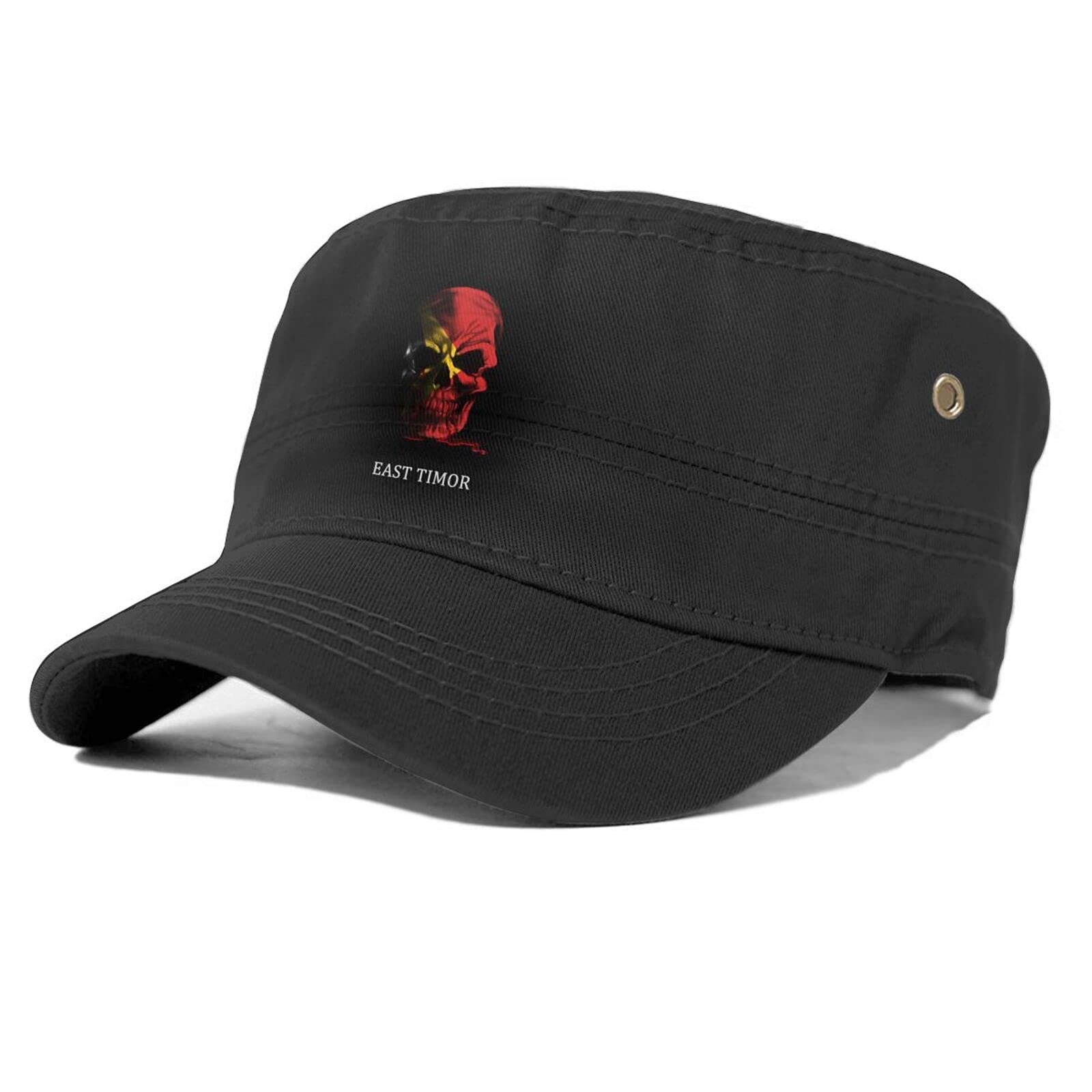 East Timor Flag Skull Adjustable Baseball Cap - Unisex Flat Cap for Men & Women - Sun Protection Hat for Outdoor, Sports, and Patriotic Events