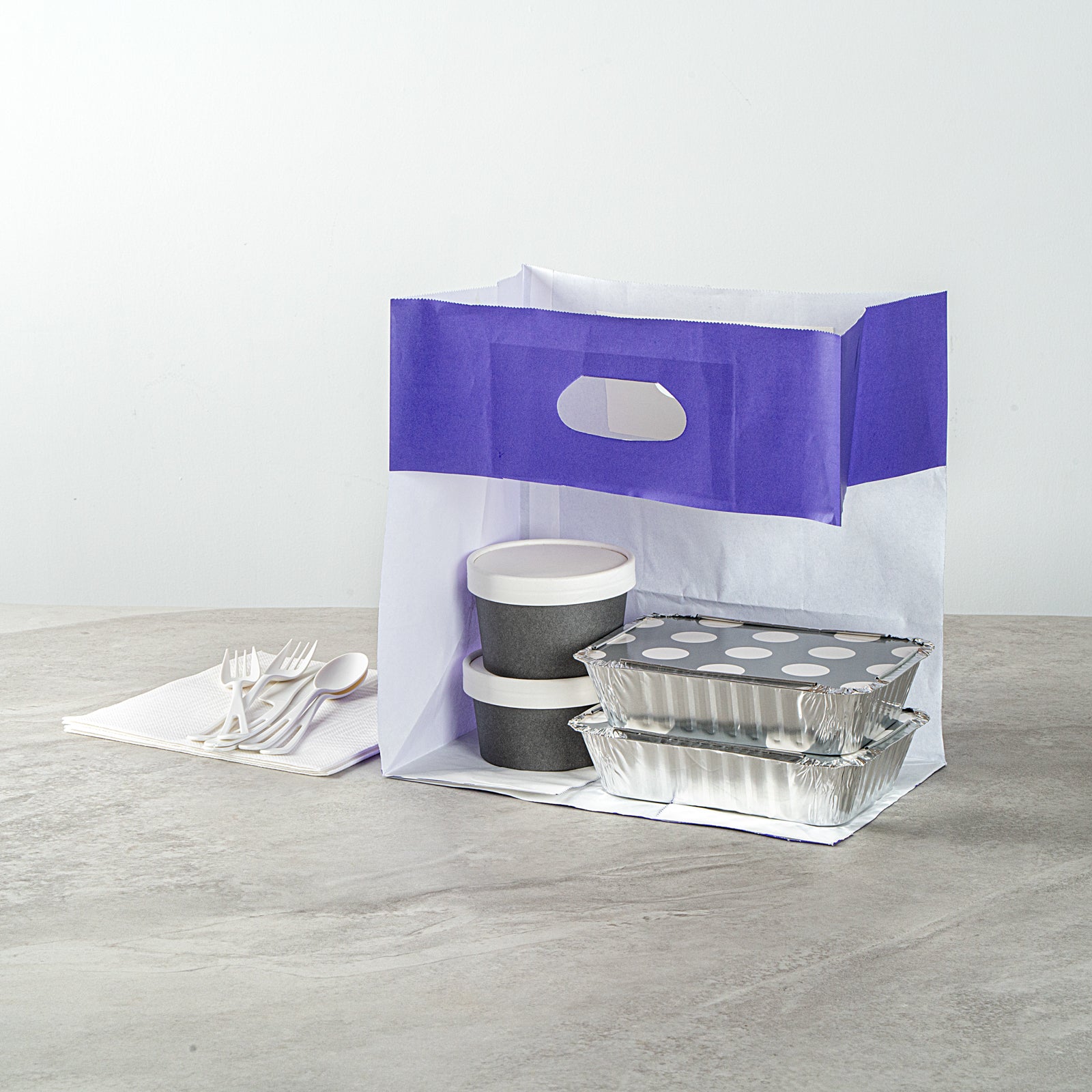 Eco-Friendly Purple Rectangle Takeout Bags with Handles - 11