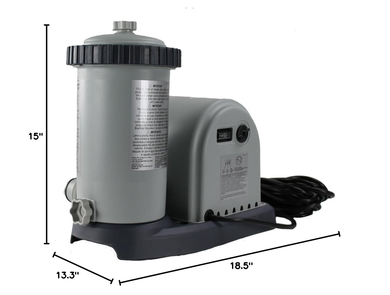 Intex 1500 GPH Above Ground Pool Filter Pump - Replacement with Hoses | Efficient Water Filtration for Backyard Swimming Pools, Inflatable Pools & Outdoor Water Features