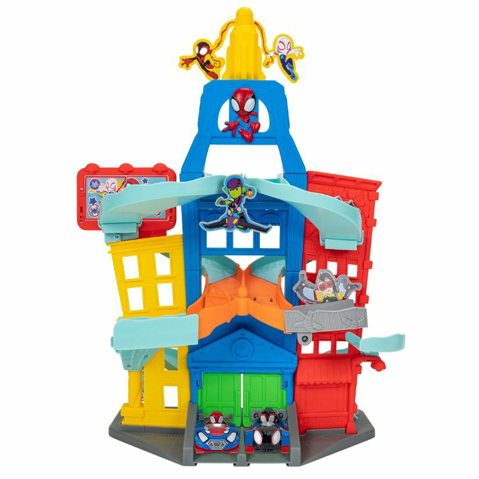 MARVEL Spidey and His Amazing Friends Amazing Metals City Track Set - 24 Inch Tall Spider-Man Toy Playset for Kids | Superhero Action Figure Playset for Birthday Gifts & Indoor Pretend Play
