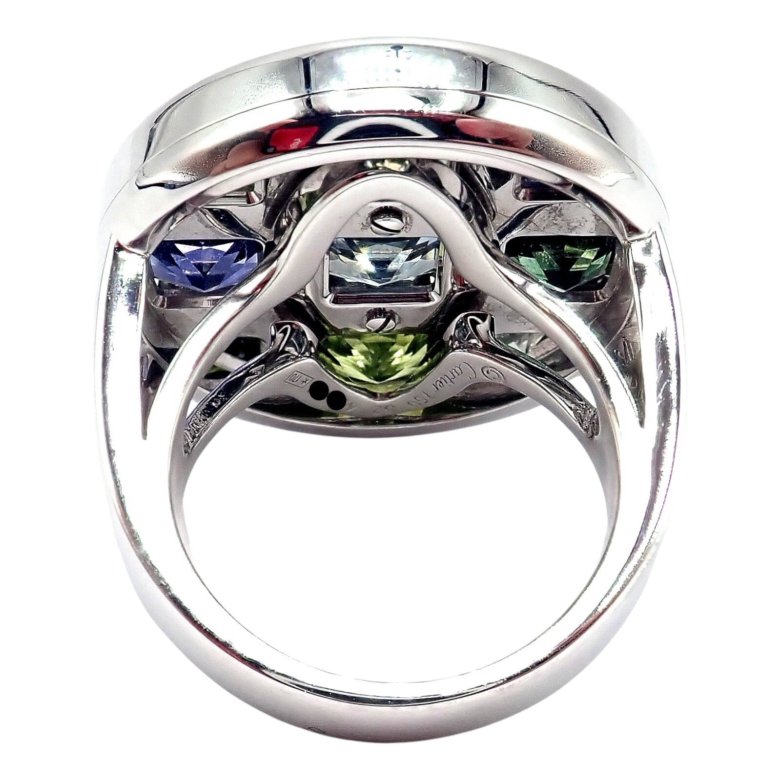 Cartier Pasha 18k White Gold Diamond & Color Stone Ring - Size 6 (52) with Original Box & Papers - Luxury Jewelry for Weddings, Anniversaries & Special Occasions