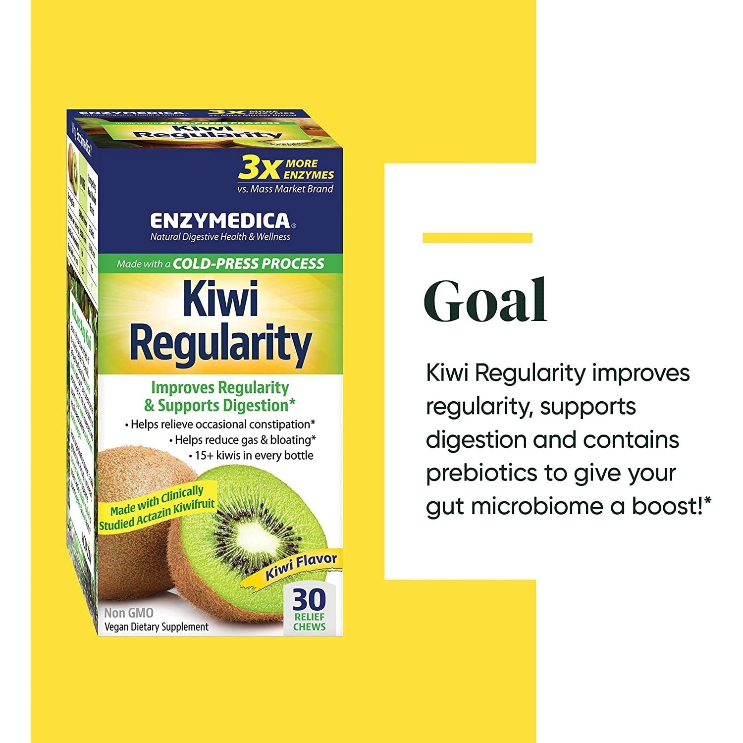 Enzymedica Kiwi Regularity Supplement - Natural Digestive Support for Gut Health & Regularity - Supports Healthy Digestion & Bowel Movements - Ideal for Daily Wellness & Digestive Comfort