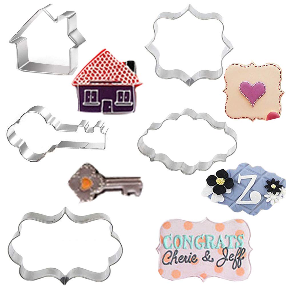 5-Piece Stainless Steel House Cookie Cutters Set - Durable Baking Tools for Gingerbread, Biscuits, Cakes & Chocolate Decor | Perfect for Holiday Baking, Birthday Parties & DIY Dessert Making