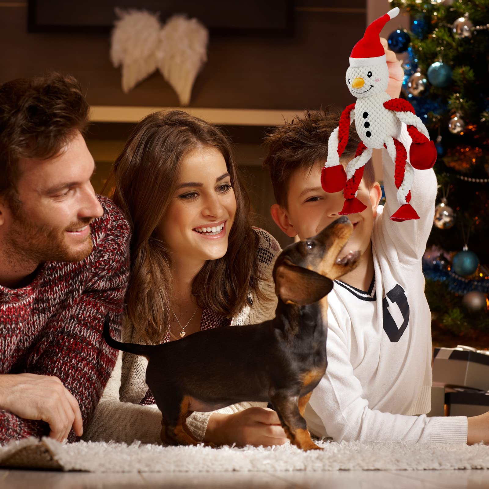 Senneny Squeaky Dog Christmas Toys - Snowman Plush Chew Toys for Small, Medium & Large Dogs | Interactive Durable Puppy Toys with Squeaker | Perfect for Holiday Playtime & Training Gifts
