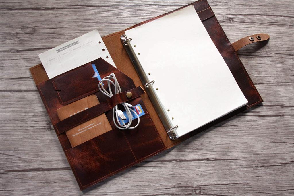 Personalized Luxury Brown Leather Binder Wedding Folder - Elegant Wedding Invitation Holder, Guest Book & Keepsake Organizer for Bridal Shower, Anniversary & Special Events