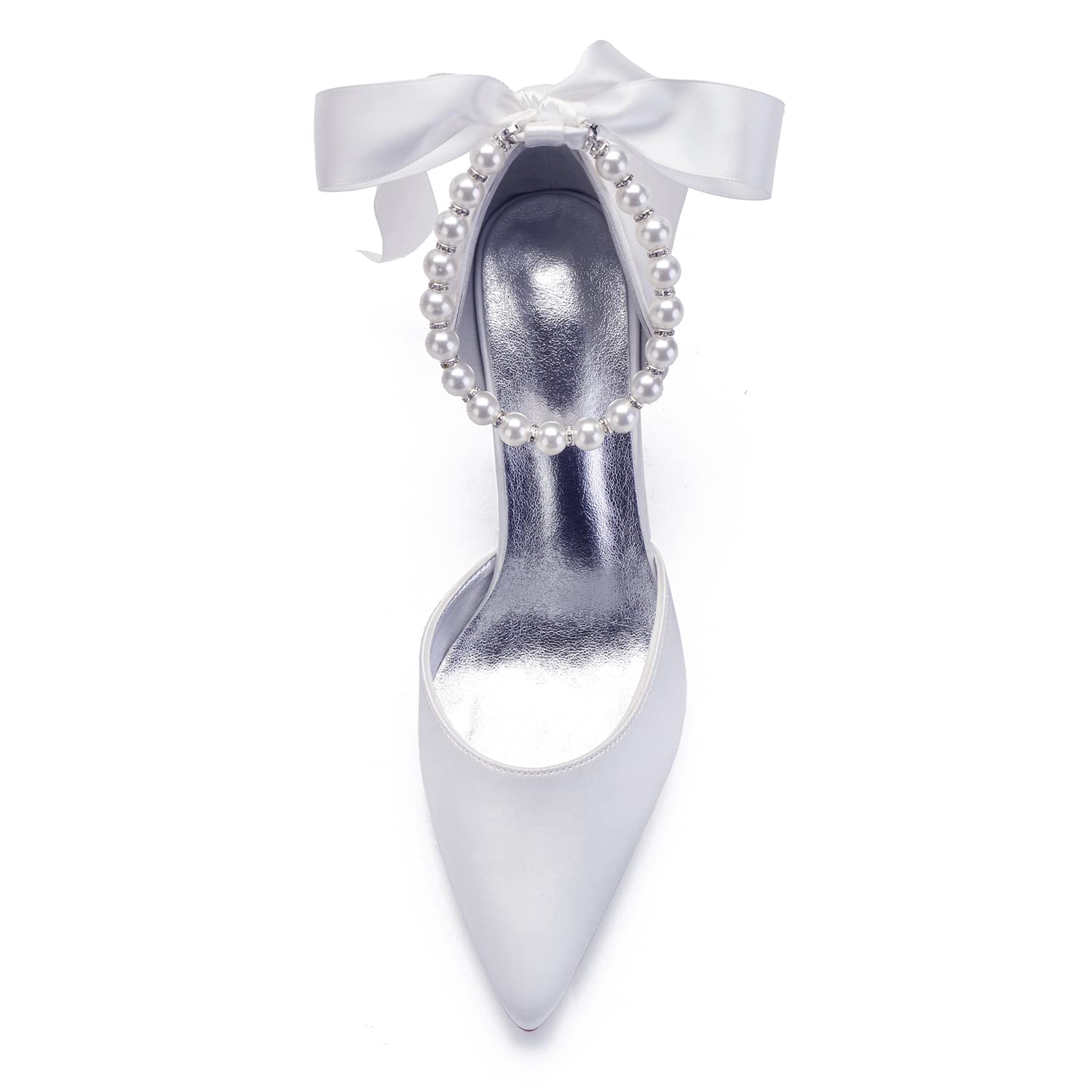 Pearl White Wedding Shoes for Bride - Elegant High Heel Pointed Toe Bridal Pumps with Satin Finish | Perfect for Weddings, Proms, Parties & Formal Occasions