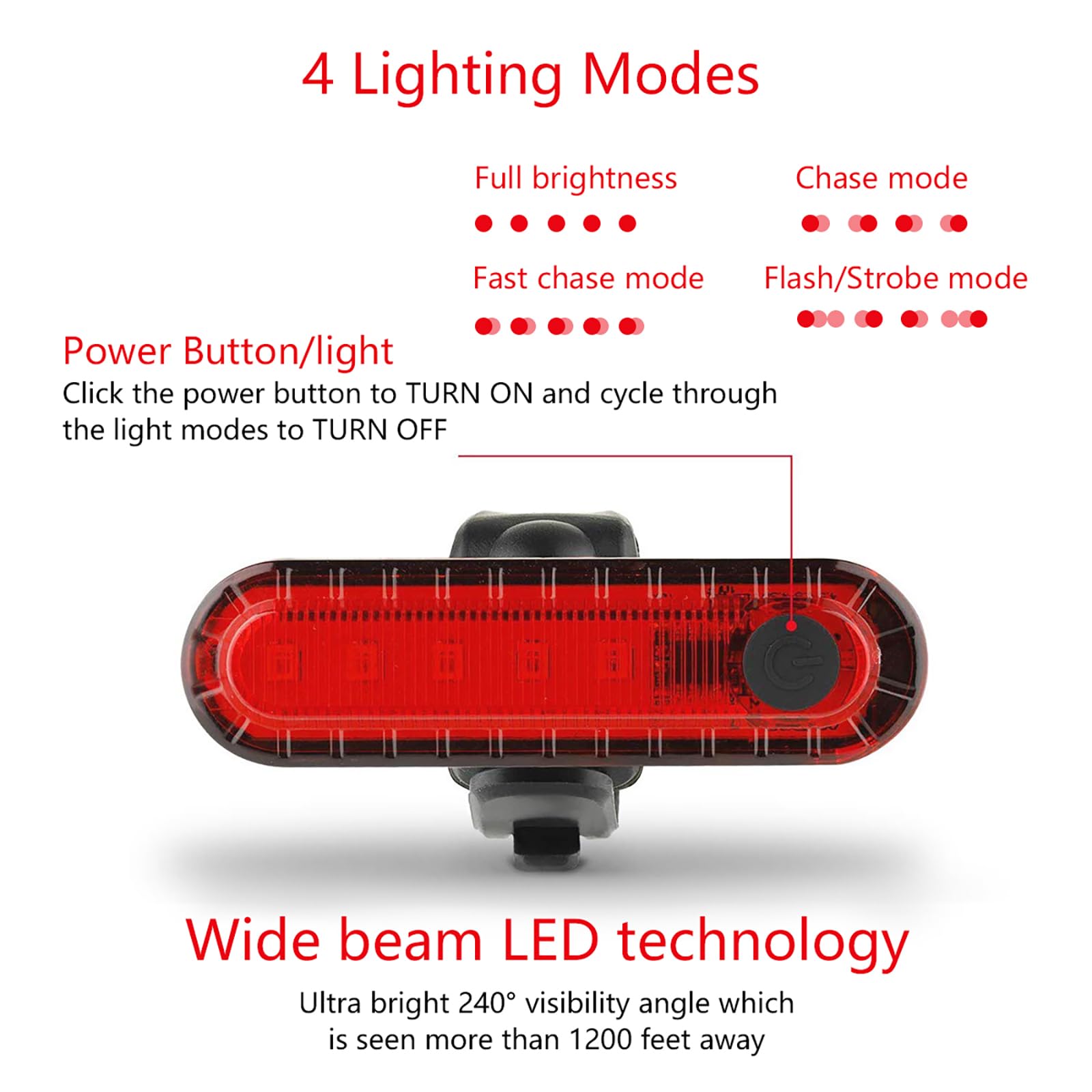 Rechargeable Bike Tail Light 2 Pack - Red Rear Bicycle Light for Night Riding, Long Battery Life, Easy Installation for Bikes, Trailers & Helmets | Perfect for Commuting, Cycling Safety & Outdoor Adventures
