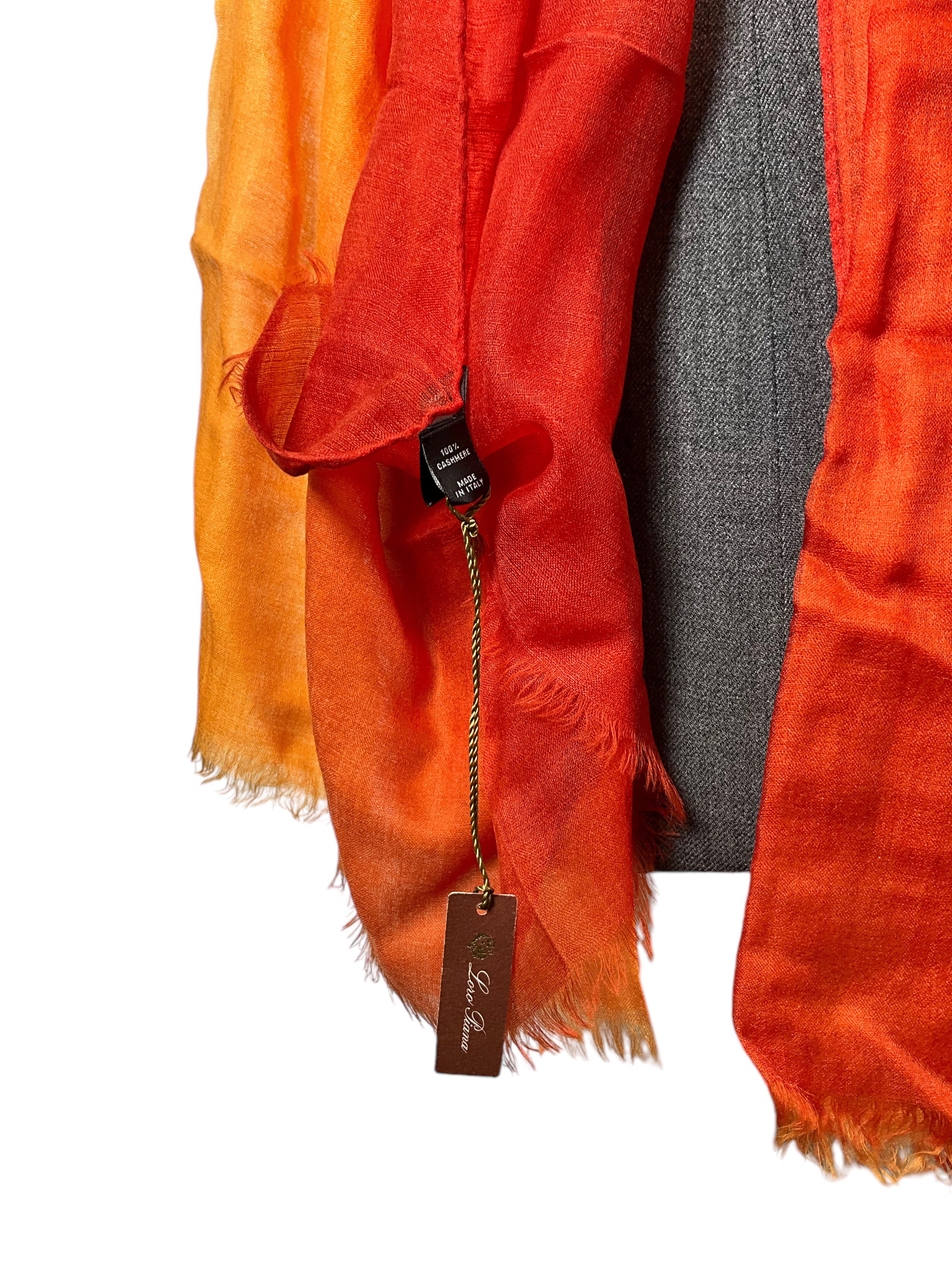 LORO PIANA Ombre Cashmere Fringe Trim Scarf - Luxury Soft Warm Winter Shawl Wrap for Women - Perfect for Cold Weather, Office & Evening Outfits