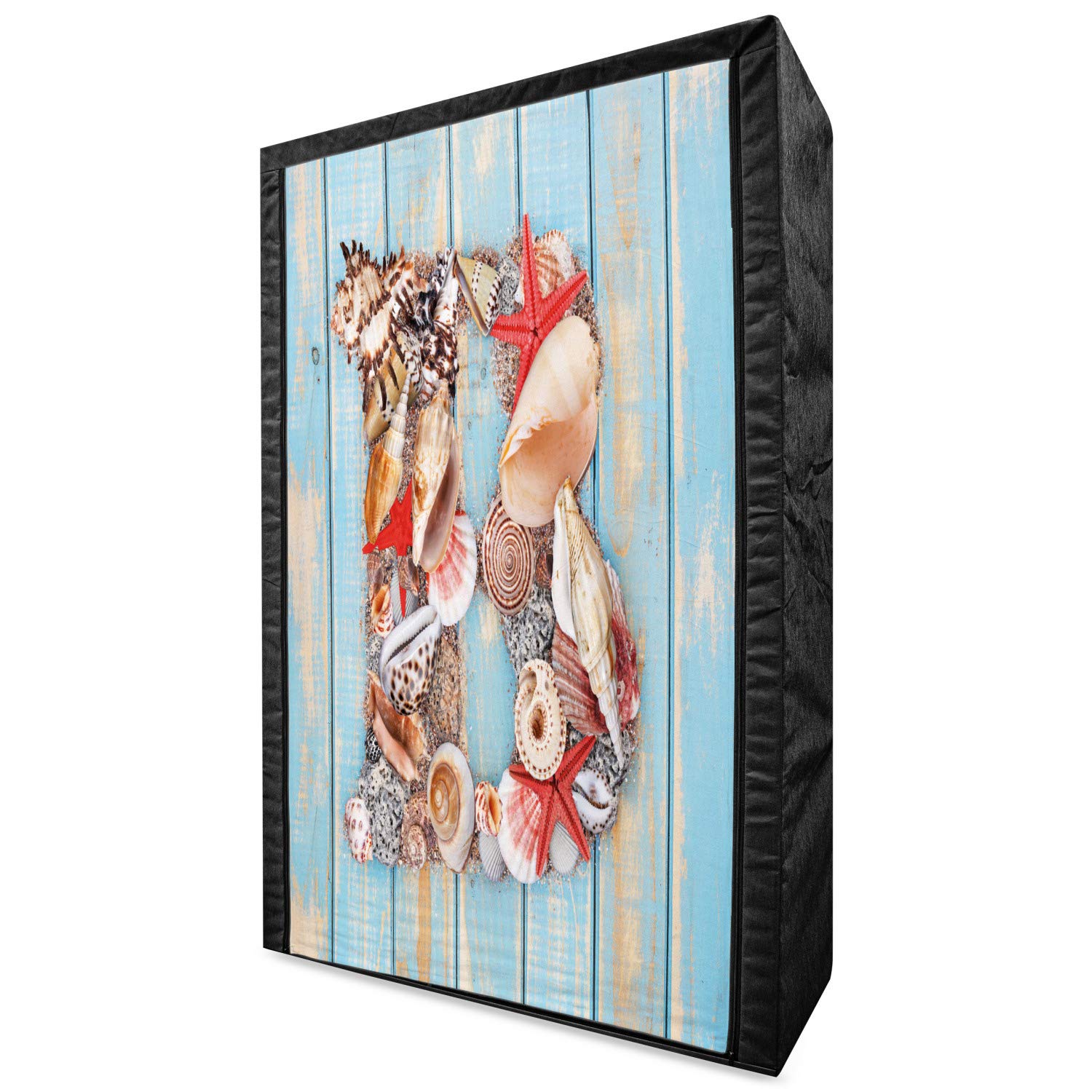 Ambesonne Letter B Fabric Wardrobe - ABC Alphabet Ocean Theme with Starfish & Seashell Design, 42.5