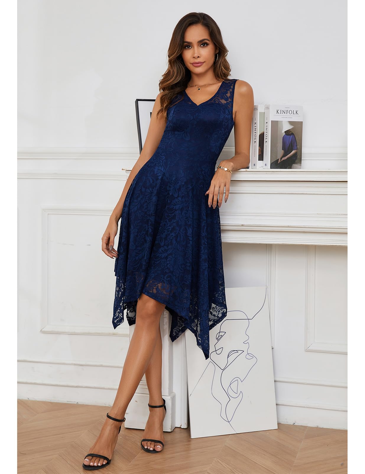 Meetjen Women's Cocktail Party Dress 2025 - Elegant Handkerchief Hem Lace Formal Gown for Wedding Guest, Bridesmaid & Prom | Perfect for Evening Galas, Cocktail Receptions & Special Occasions