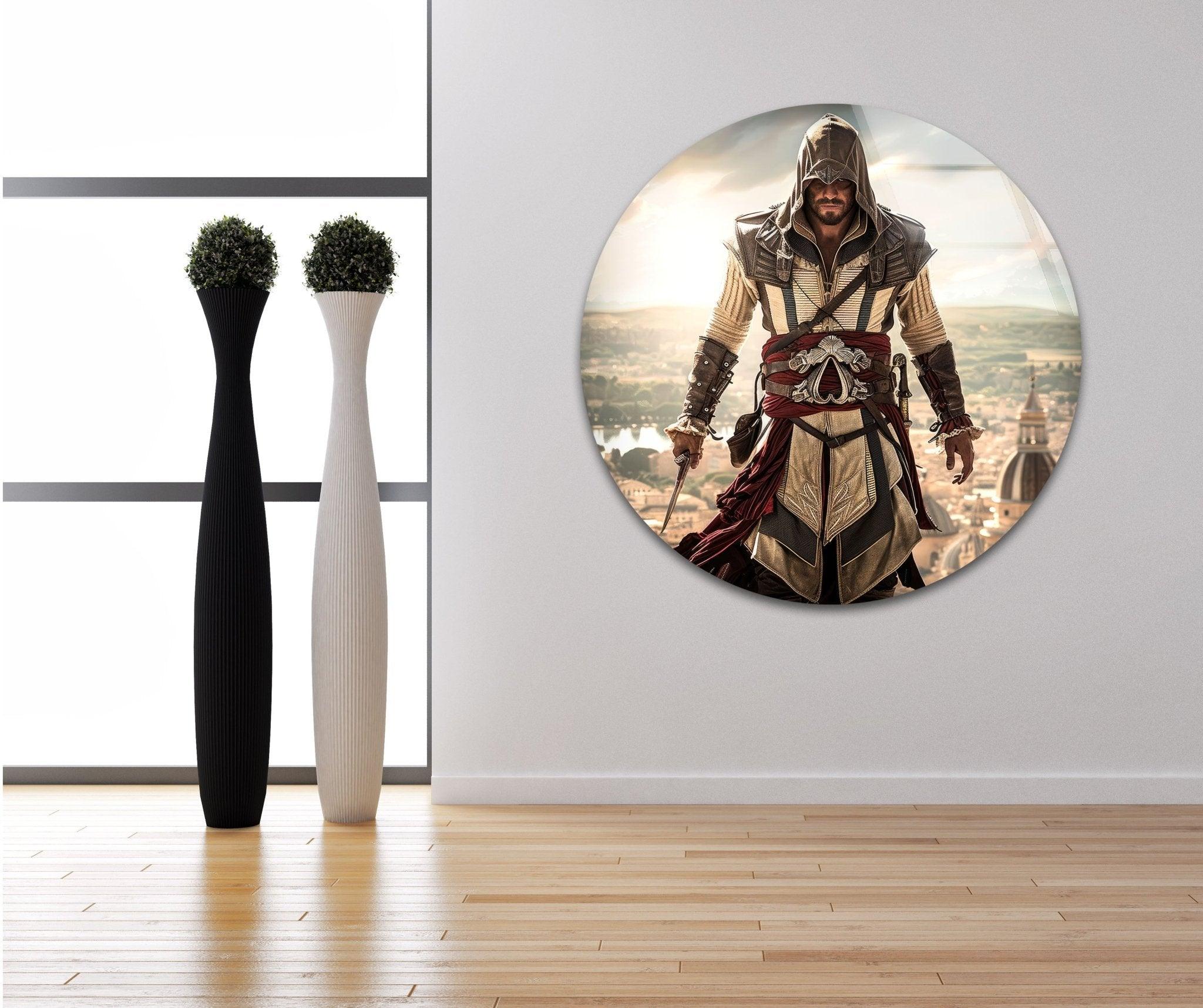 Assassin's Creed Movie Inspired Glass Wall Art Decor - Premium Tempered Glass Print for Home, Office, or Gaming Room - Perfect for Fans of Video Game and Action Movie Collectibles