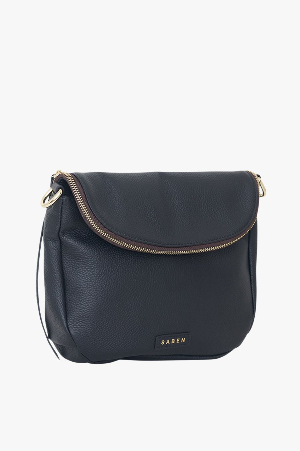 FiFi Black Fold Over Leather Shoulder Bag for Women - Stylish Crossbody Purse with Adjustable Strap, Perfect for Work, Travel & Everyday Use