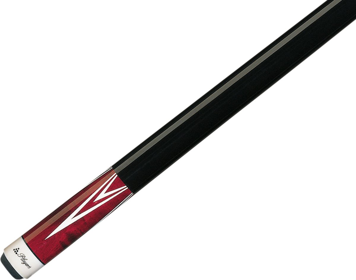 Classic Pool Cue with Red Stain & White Point - Simulated Wrap Handle for Professional Billiards & Home Game Rooms | Perfect for Tournaments, Bars, and Recreational Play