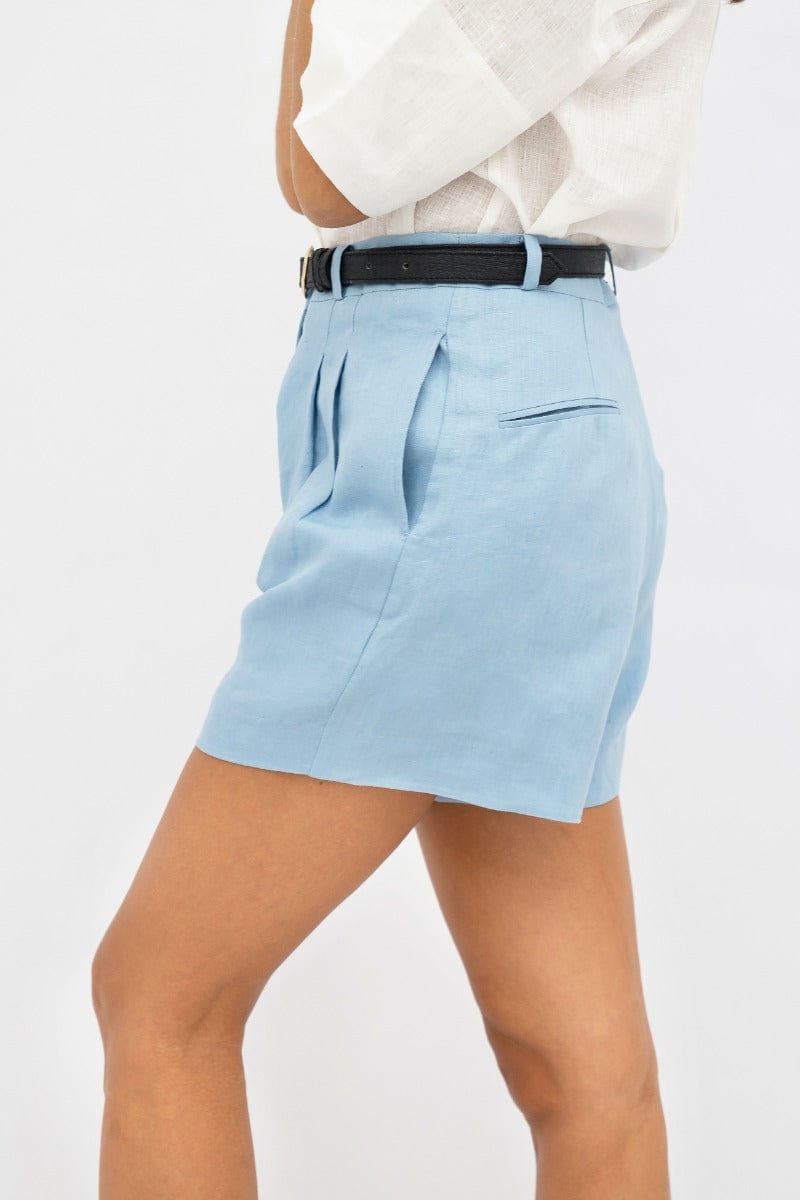 French Riviera Linen Mom Shorts for Women | Comfortable High Waisted Summer Shorts | Beach Vacation & Casual Outfit Essential