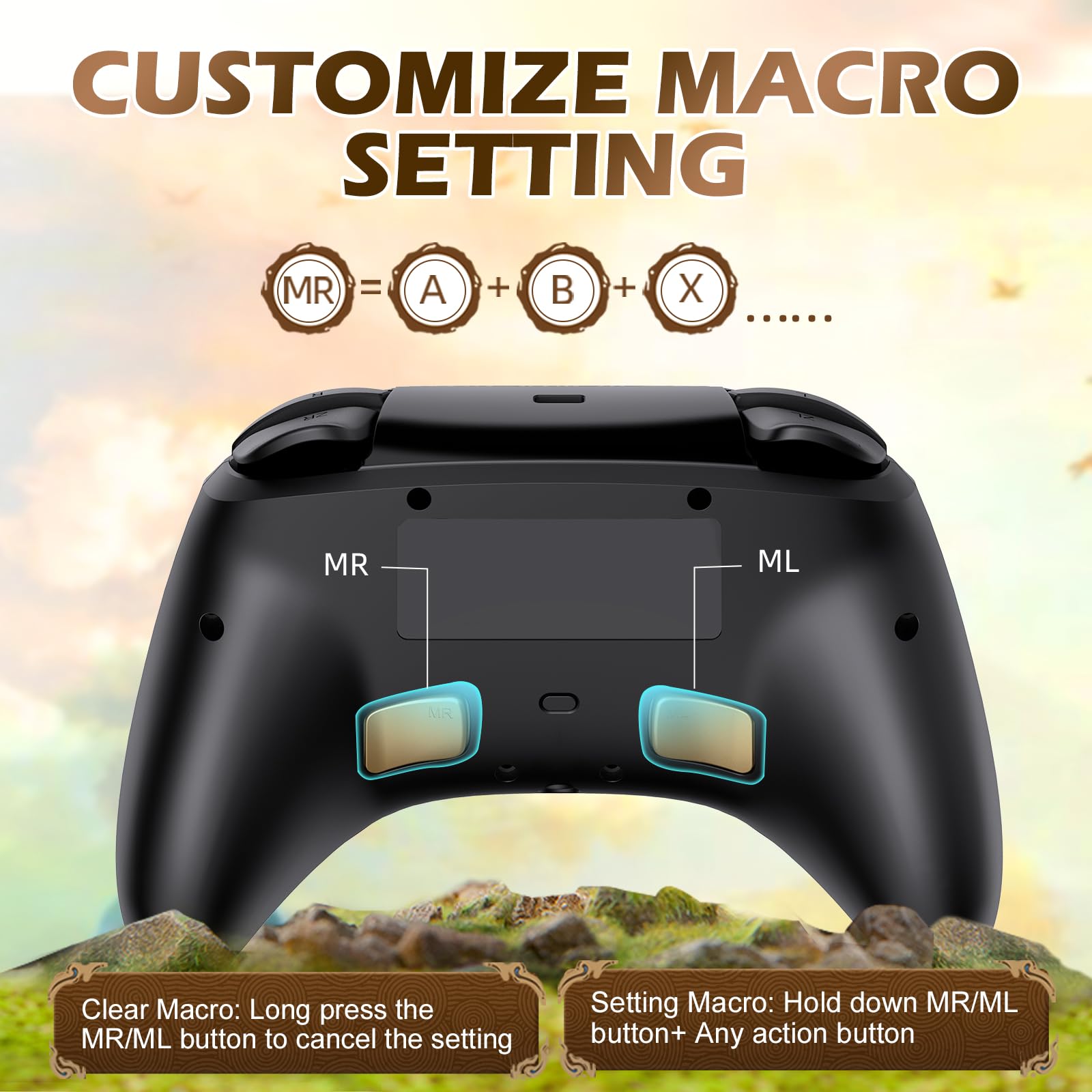 IINE Wireless Pro Controller for Nintendo Switch/Lite/OLED - RGB Gamepad with Headset Jack, Macro Settings, Turbo Mode & Adjustable Dual-Motor Vibration - Perfect for Gaming at Home or On-The-Go