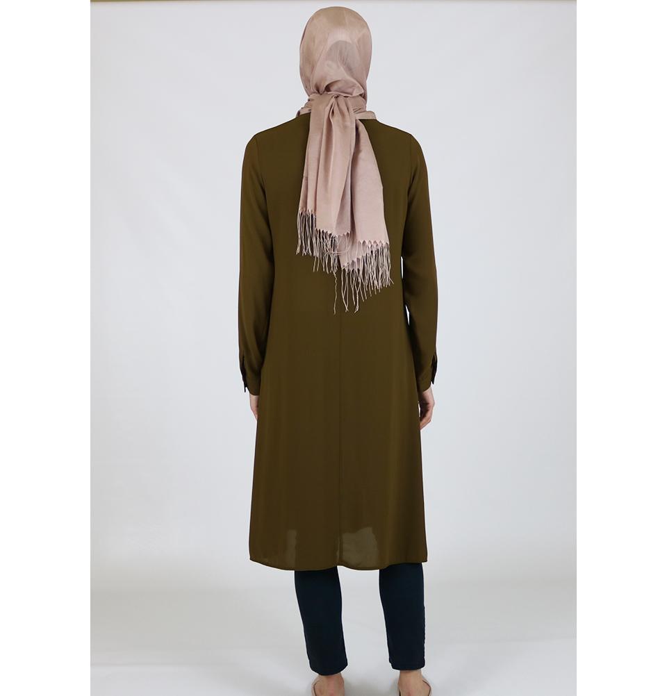 Abaci Simple Tunic Dress 17TNK9936 in Olive Green - Perfect for Casual Wear, Office Outfits & Everyday Comfort