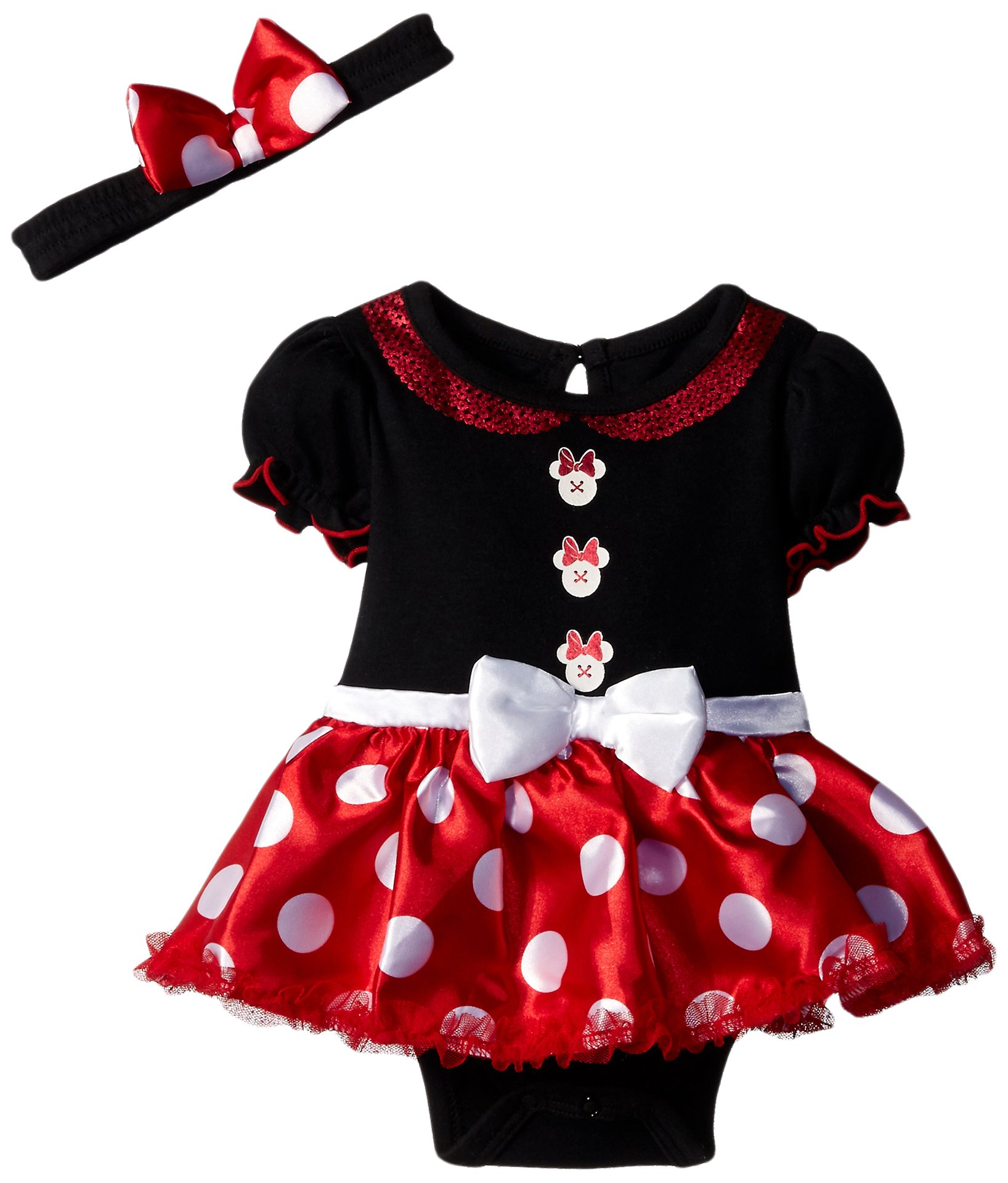Disney Baby Girls' Minnie Mouse Costume Creeper - Adorable Pink & White Polka Dot Romper for Infants 0-24 Months | Perfect for Halloween, Dress-Up Parties & Photo Shoots