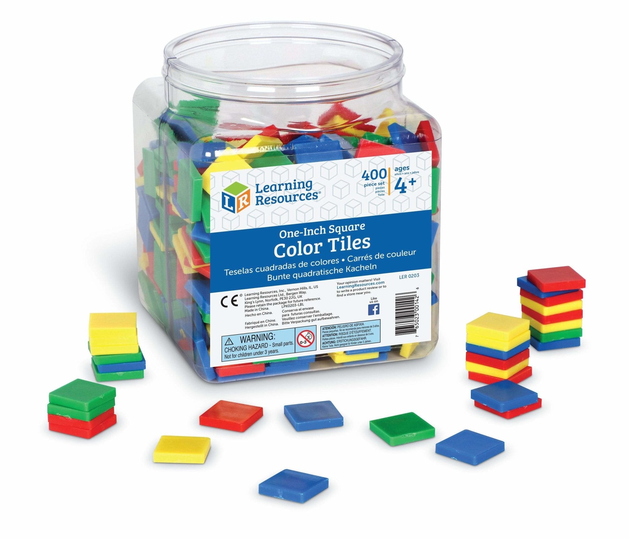 400-Piece Square Color Tiles Set for Kids - Educational Building Blocks, Math Manipulatives & STEM Learning Toys - Perfect for Classroom, Homeschool & Creative Play