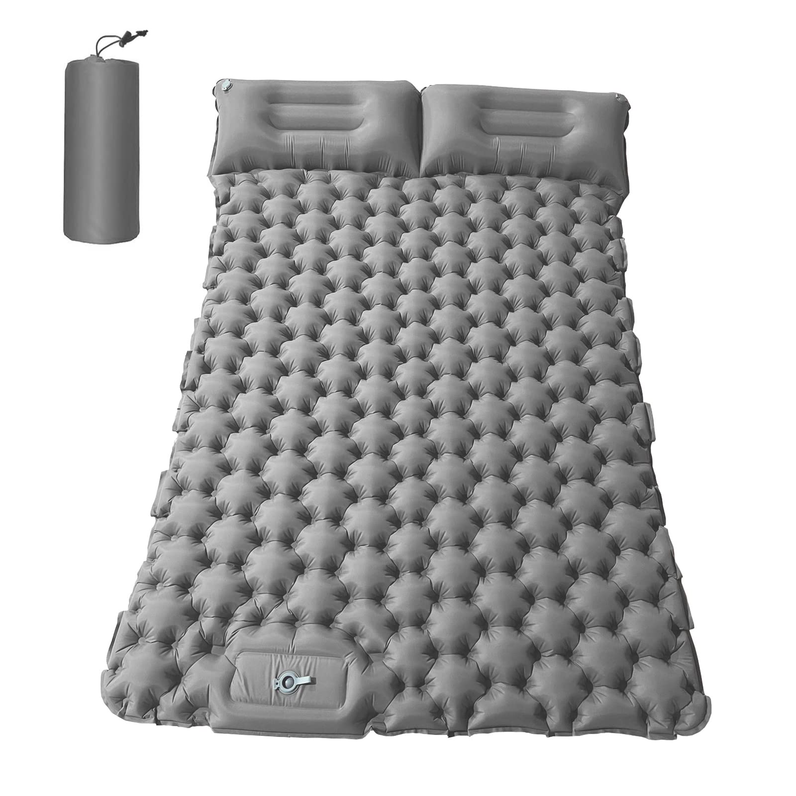 2 Person Camping Sleeping Pad with Air Pillow - Portable Inflatable Air Mattress for Backpacking, Hiking & Outdoor Adventures - Waterproof & Lightweight for Tent Camping