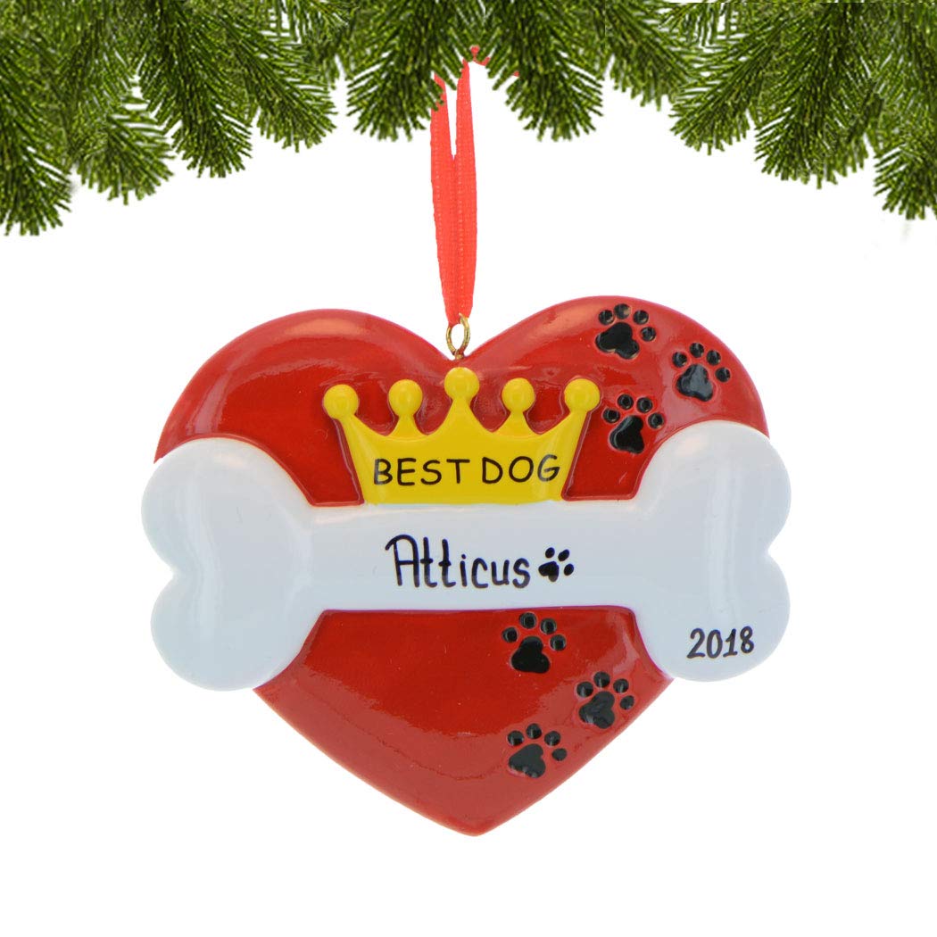 2024 Personalized Dog Christmas Ornaments - Custom Heart-Shaped Dog Bone Ornament for Pet Lovers | First Christmas Gift for Dogs | Handmade by Elves | Perfect for Tree Decor & Dog Lover Gifts