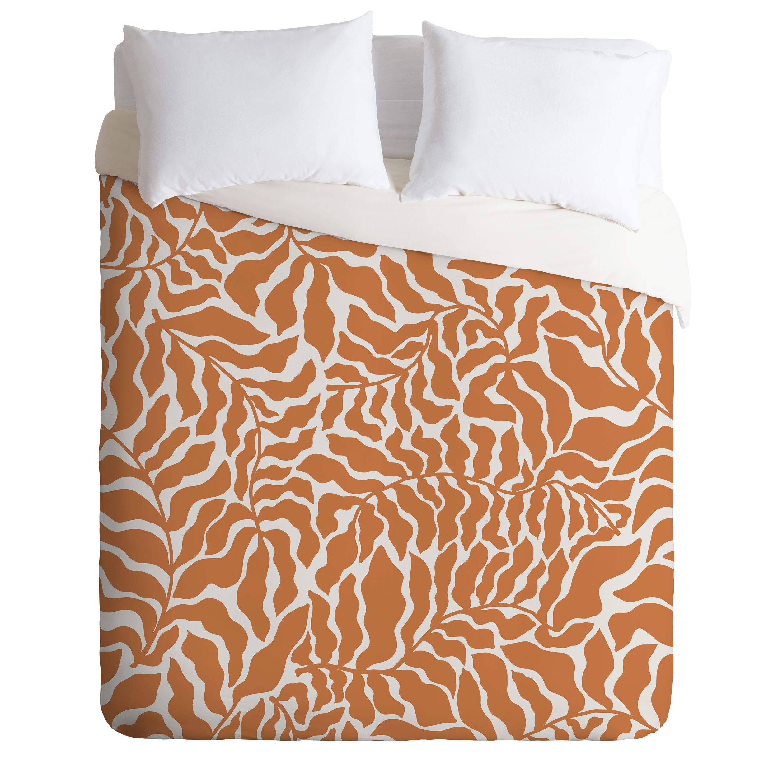 Beshka Kueser Abundance Rust Oatmeal Pillowcase & Comforter Set with Pillow Shams - Queen/Full Size - Bohemian Style Bedding for Cozy Bedroom Decor