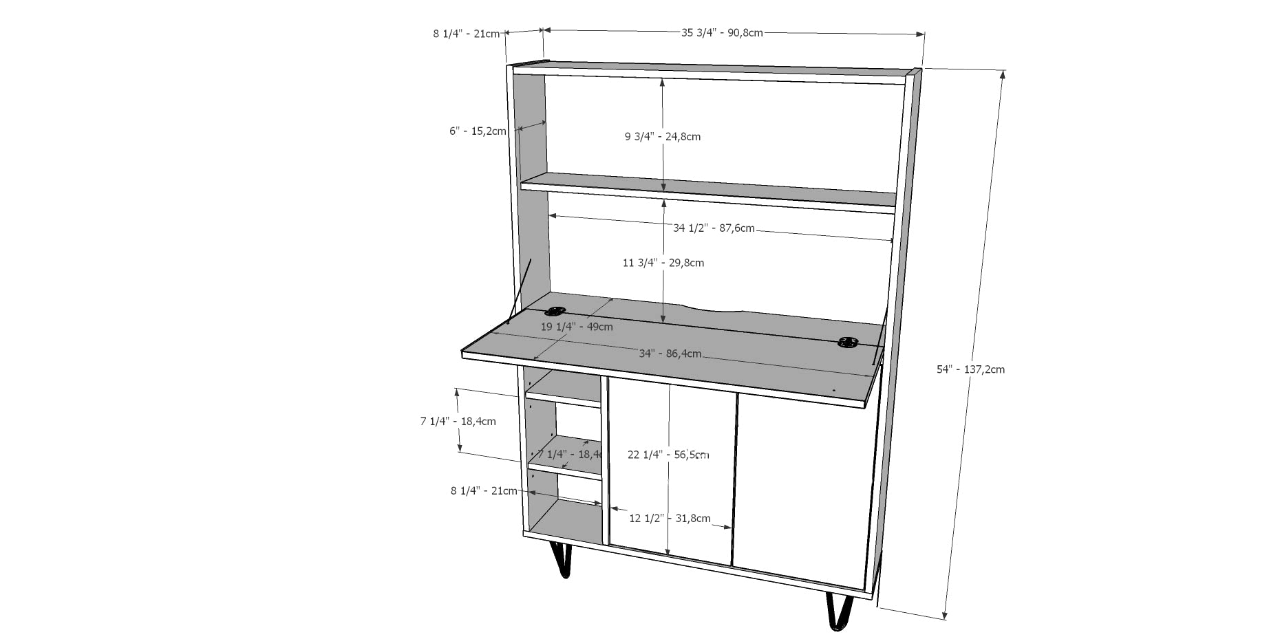 Nexera 611031 Slim Secretary Desk in Walnut - Compact Home Office Desk for Small Spaces, Writing & Laptop Use