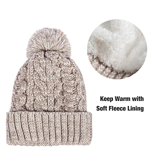 Cozy Fleece Lined Cable Knit Beanie Hat, Scarf & Gloves Set for Women & Men - Winter Warm Accessories for Skiing, Snowboarding & Outdoor Activities