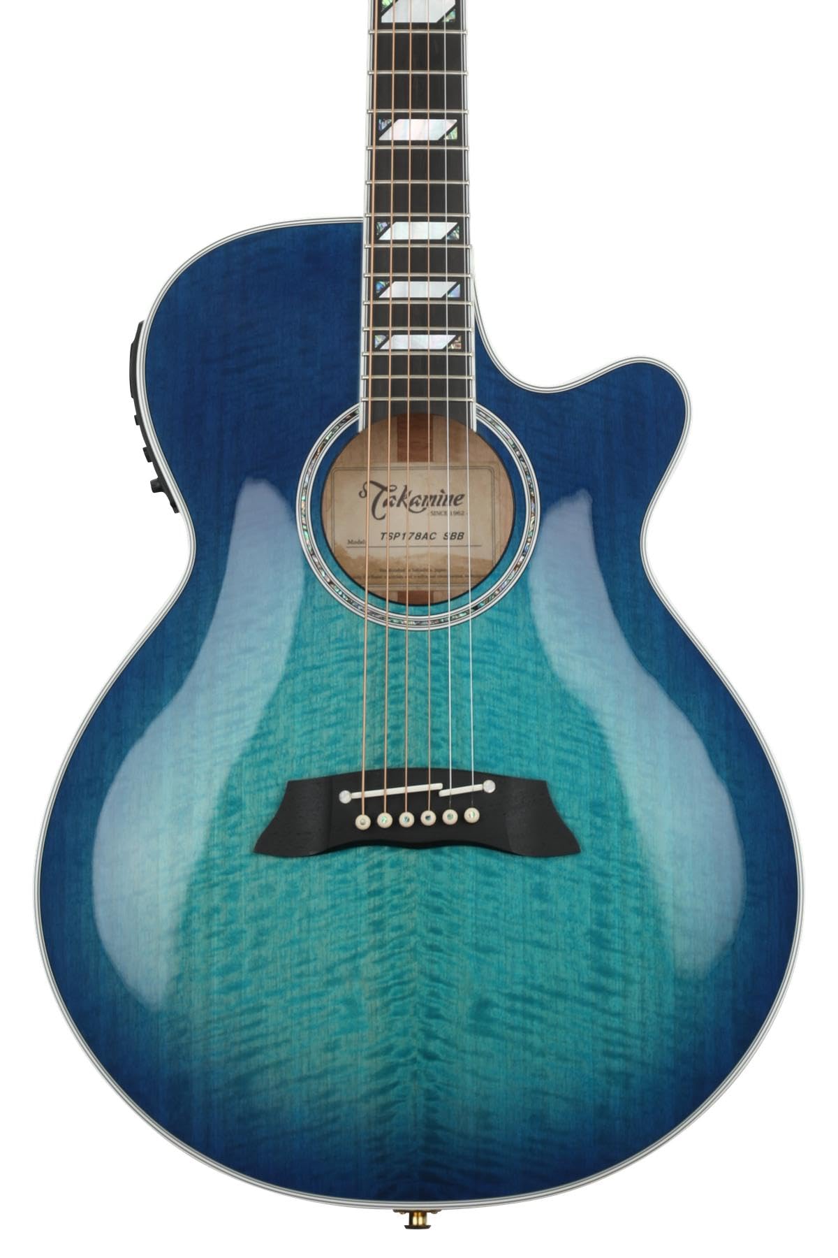 Takamine TSP178AC Thinline Acoustic-Electric Guitar - See-thru Blue Burst Finish | Professional Performance for Stage & Studio | Perfect for Live Shows, Recording & Home Practice
