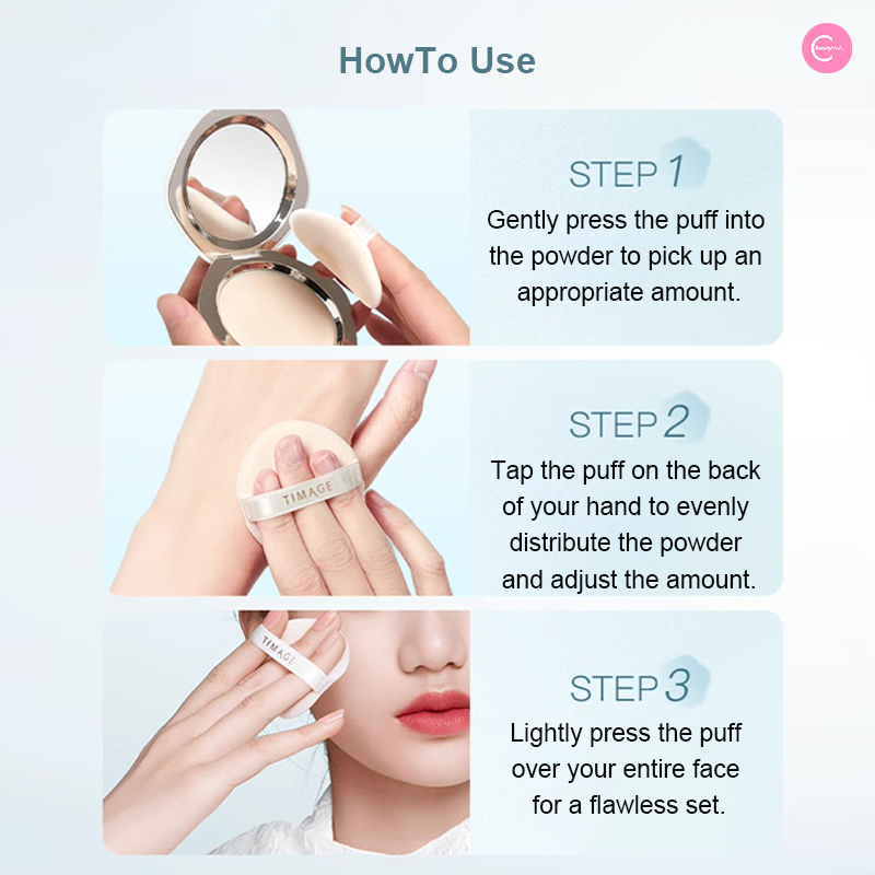 TIMAGE Soft Focus Airy Veil Powder Compact - Lightweight Loose Setting Powder for Flawless Matte Finish | Perfect for Daily Makeup & Photo Shoots