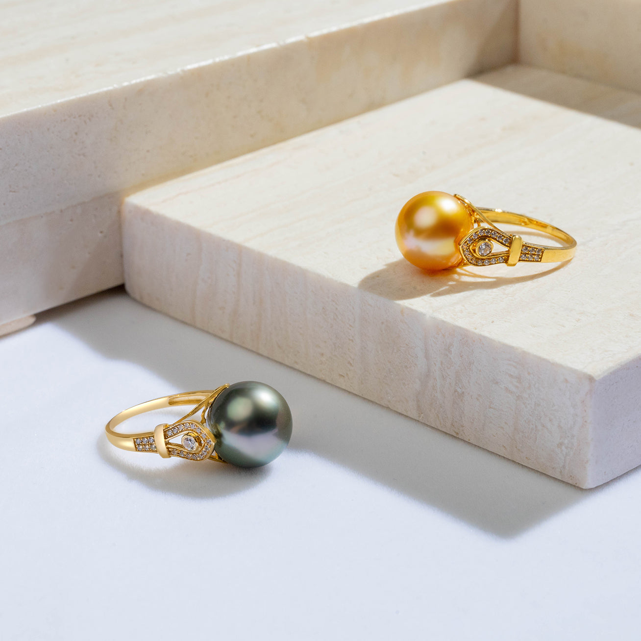 18K Solid Gold South Sea Golden Pearl Ring KR00013 - Elegant Jewelry for Weddings, Anniversaries & Special Occasions