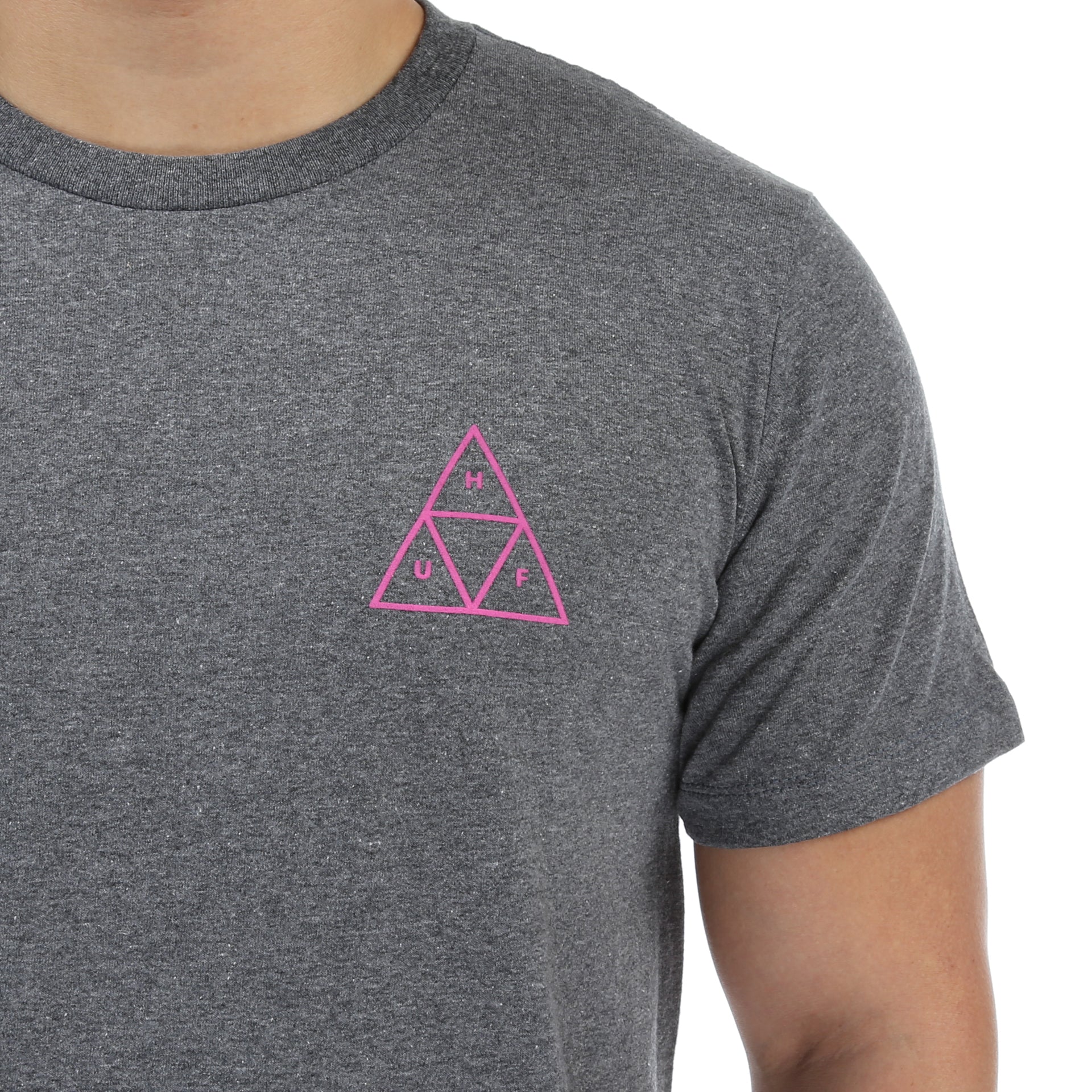 Huf Triple Triangle T-Shirt for Men - Arctic Grey - Casual Streetwear Tee for Skateboarding & Urban Fashion