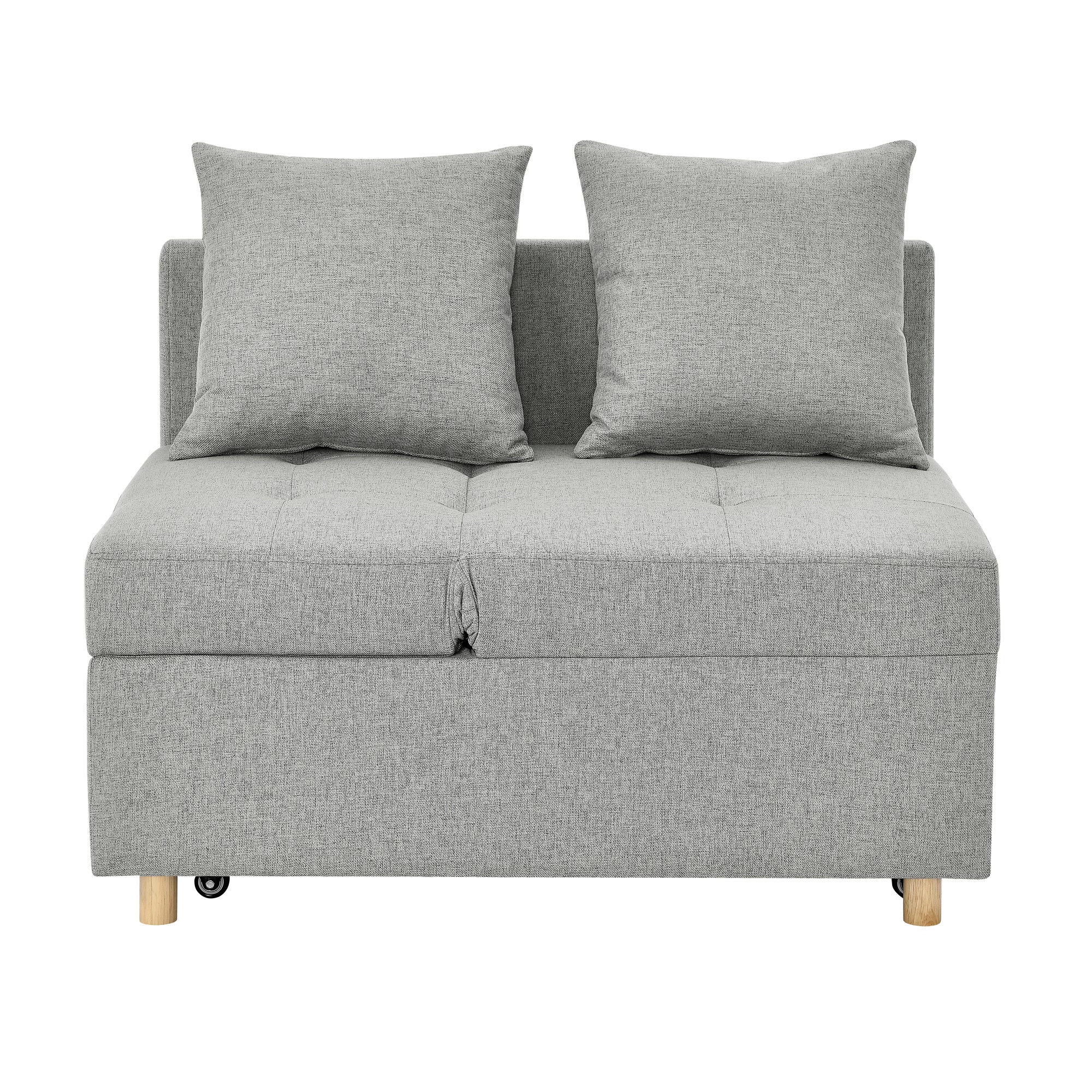 Convertible Sleeper Sofa Chair with Adjustable Backrest & Recliner - Pullout Sofa Bed with Wheels for Small Spaces - Modern Linen Fabric Living Room Furniture (Grey) - Perfect for Apartments, Dorms & Guest Rooms