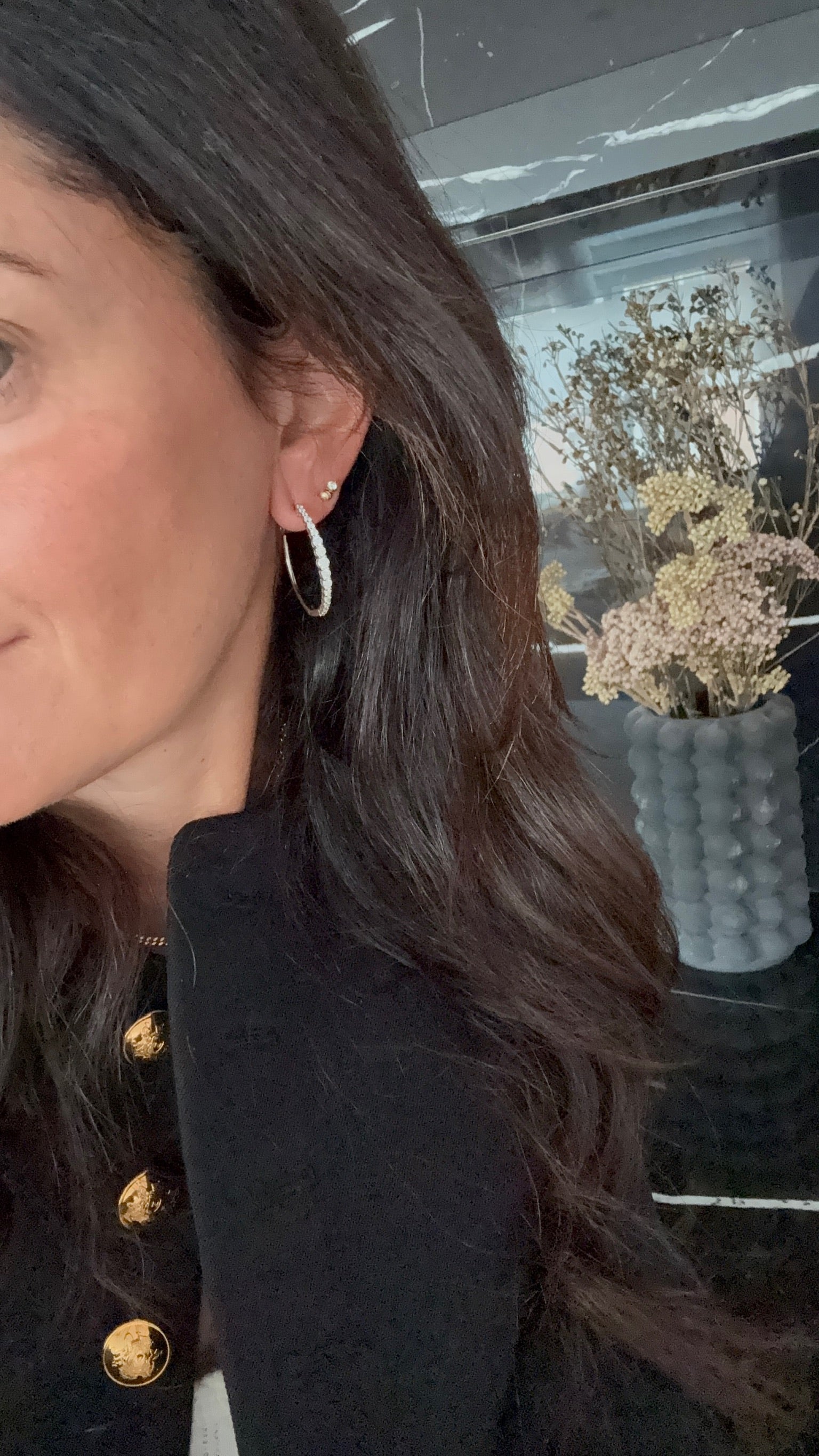 Graduated Lab Diamond Hoop Earrings for Women - 14K Gold Plated Dainty Studs, Perfect for Weddings, Parties & Everyday Elegance