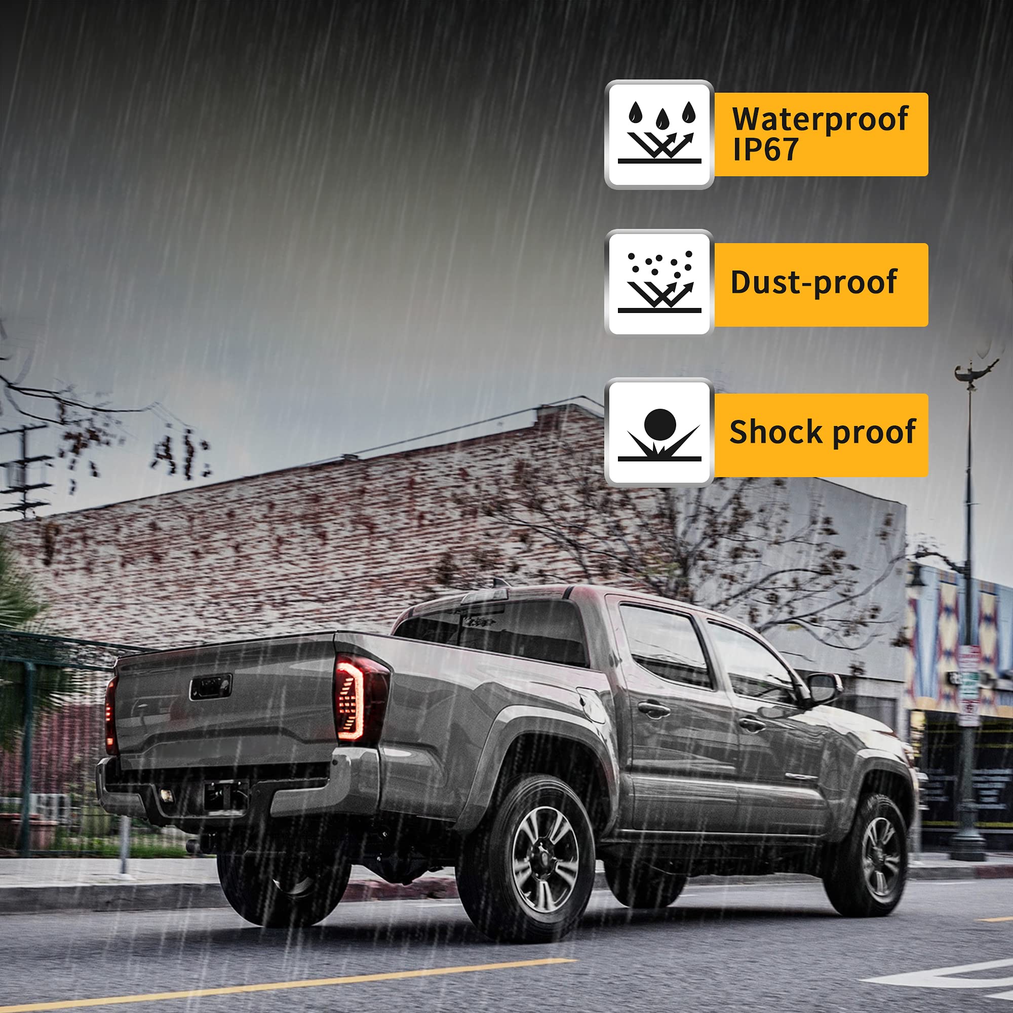 VLAND LED Tail Lights for Toyota Tacoma 2016-2020 - Dynamic Animation DRL with Red Sequential Turn Signals (Smoked/Tinted) - Driver & Passenger Side - Upgrade Your Truck's Style & Safety for Night Driving & Off-Road Adventures