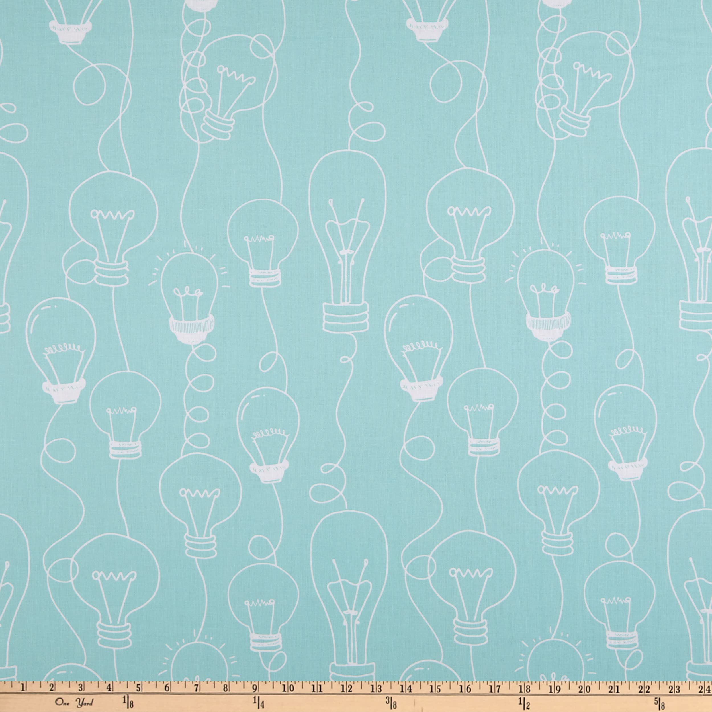 Riley Blake Coffee Chalk Bulbs Aqua Cotton Fabric by The Yard - Premium Quilting & Crafting Material for DIY Projects, Home Decor, and Sewing