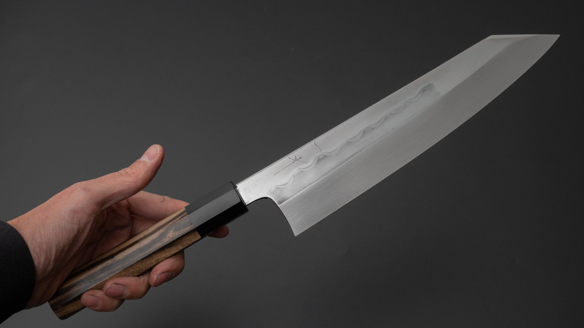 Hitohira Togashi White #1 Kiritsuke Gyuto 240mm Japanese Chef Knife - Notaremon Mizu Honyaki Blade with Kurokaki Persimmon Handle (#080/Saya Included) - Perfect for Sushi, Sashimi & Precision Cutting in Professional Kitchens