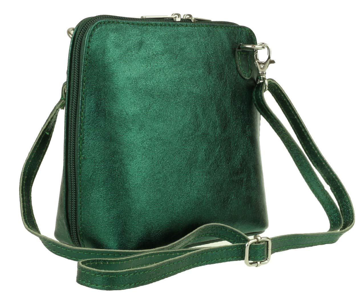 Stylish Small Vera Pelle Genuine Metallic Leather Handbag for Women - Italian Mini Crossbody Shoulder Bag | Perfect for Work, Travel & Evening Out