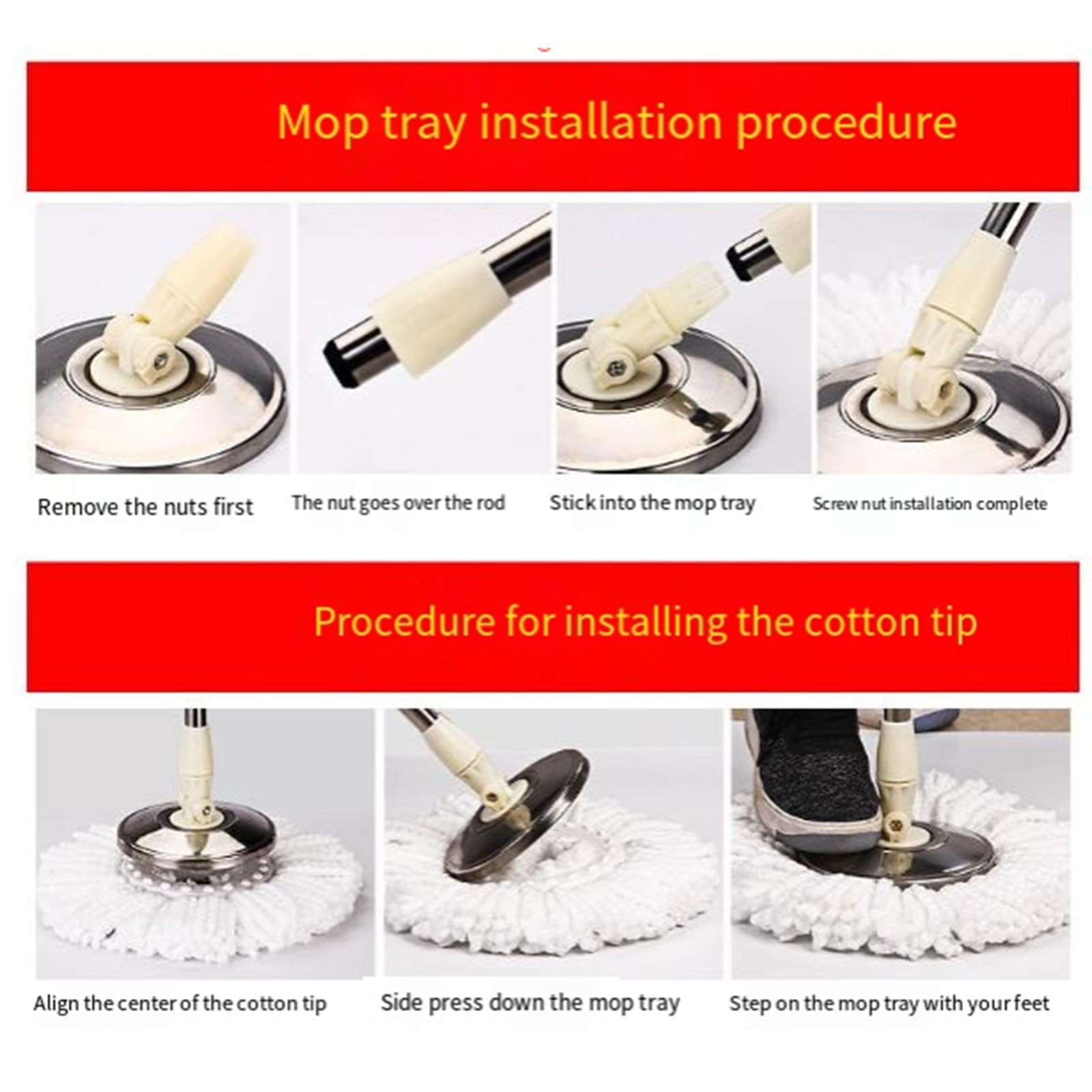 Tovar 360° Spin Mop and Bucket System with 5 Microfiber Replacement Heads - Easy Cleaning Mop Set for Floors, Tile & Hardwood - Perfect for Home, Kitchen & Bathroom Cleaning (Khaki)