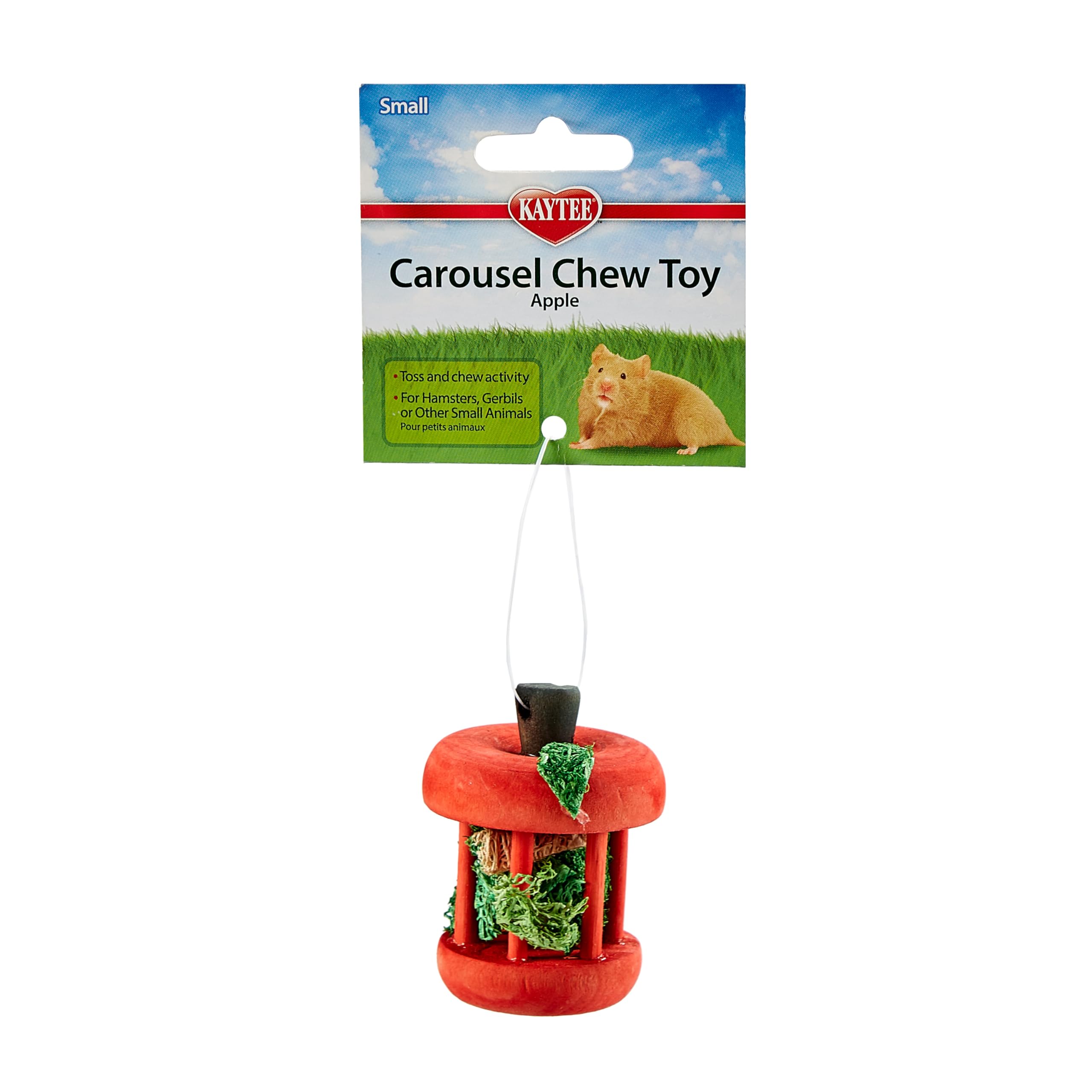 Kaytee Small Apple Chew Toy for Small Pets - Fun & Safe Chewing Activity for Hamsters, Guinea Pigs & Rabbits - Perfect for Cage Playtime & Dental Health